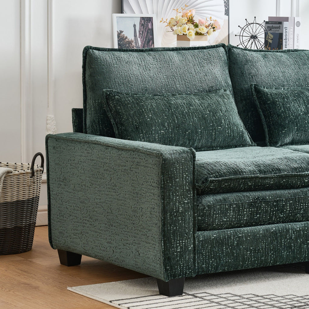 Modern Comfy L Shaped Sectional Sofa With Movable Ottoman