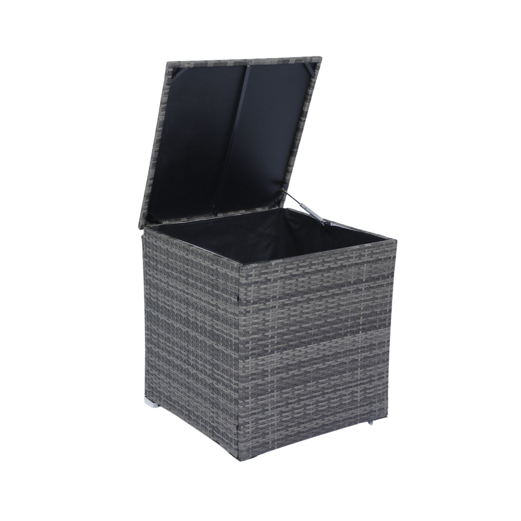 8 Piece Patio Sectional Wicker Rattan Outdoor Furniture Sof Set With One Storage Box Under Seat And Cushion Box - Gray / Black