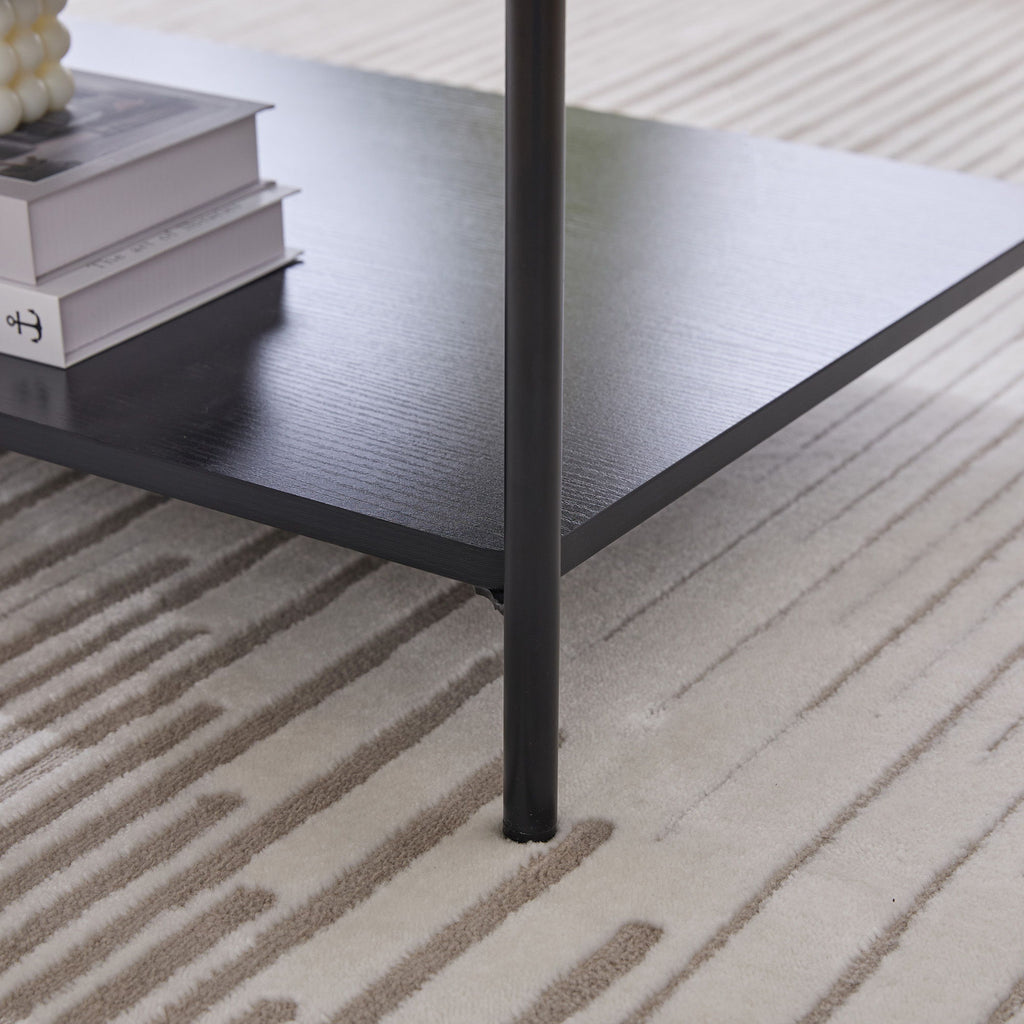 Upholstered Ottoman Coffee Table Foot Rest With Open Storage
