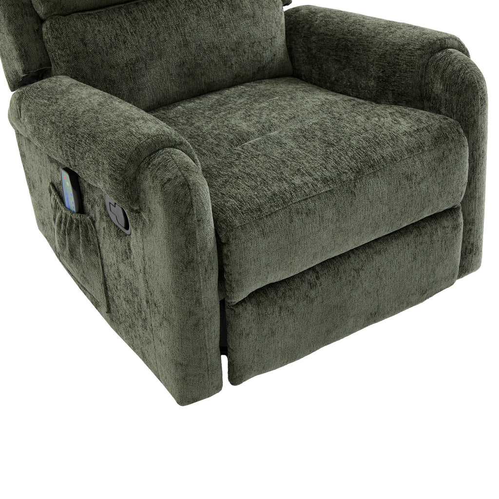 Manual Recliner Massage Chair With Swivel Rocker, 8 Massage Modes, Side Storage Pocket