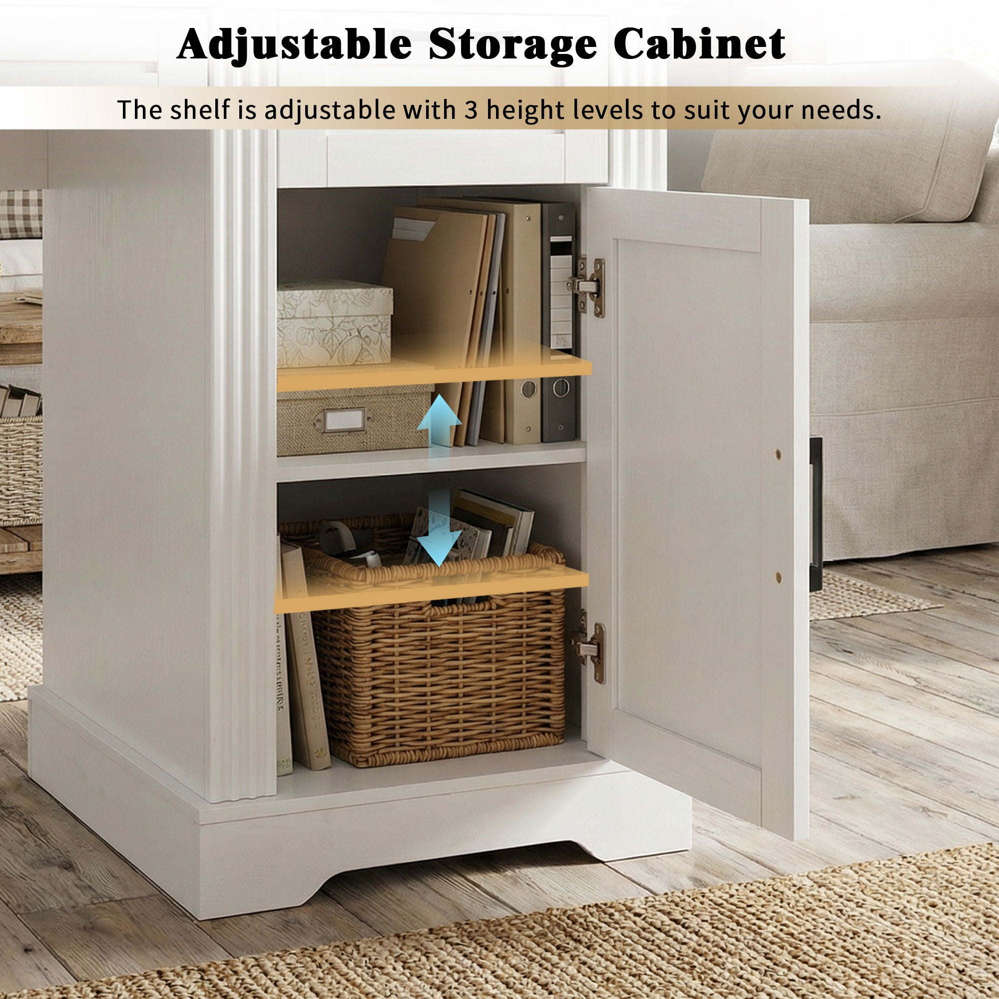Office Desk With Charging Station & Storage Cabinet