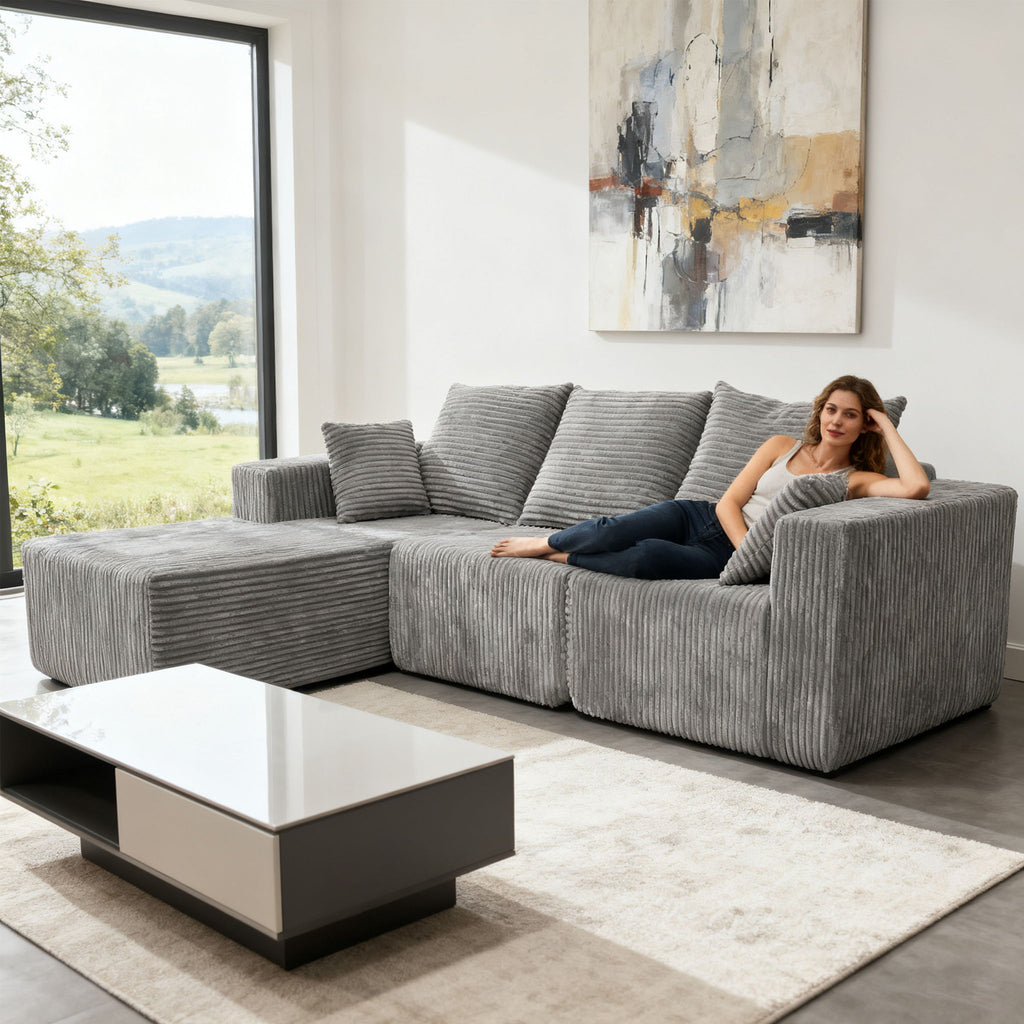 Corner Combination Sofa Sectional Couch With Soft Fabric