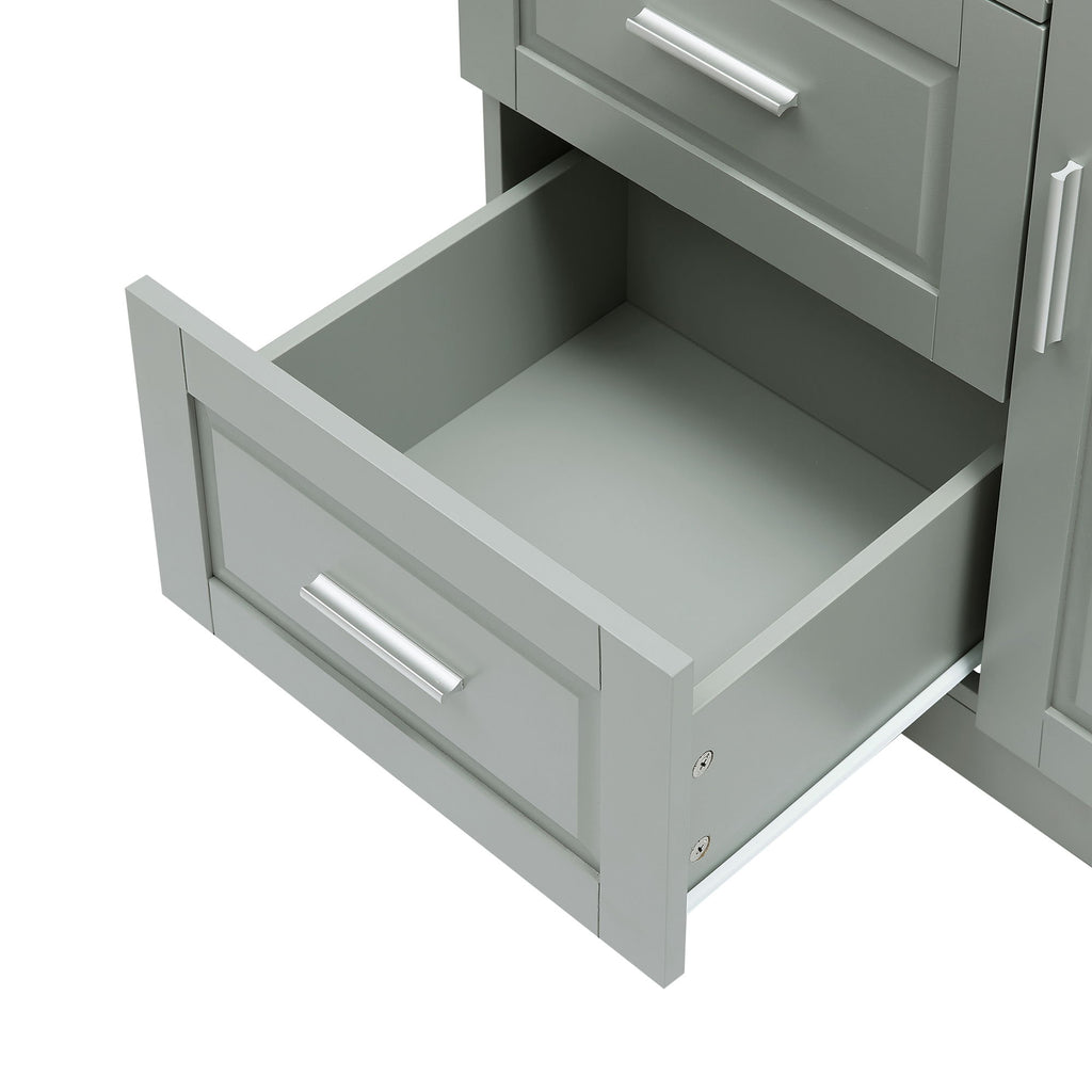 Tall Wide Storage Cabinet With Doors, 3 Drawers