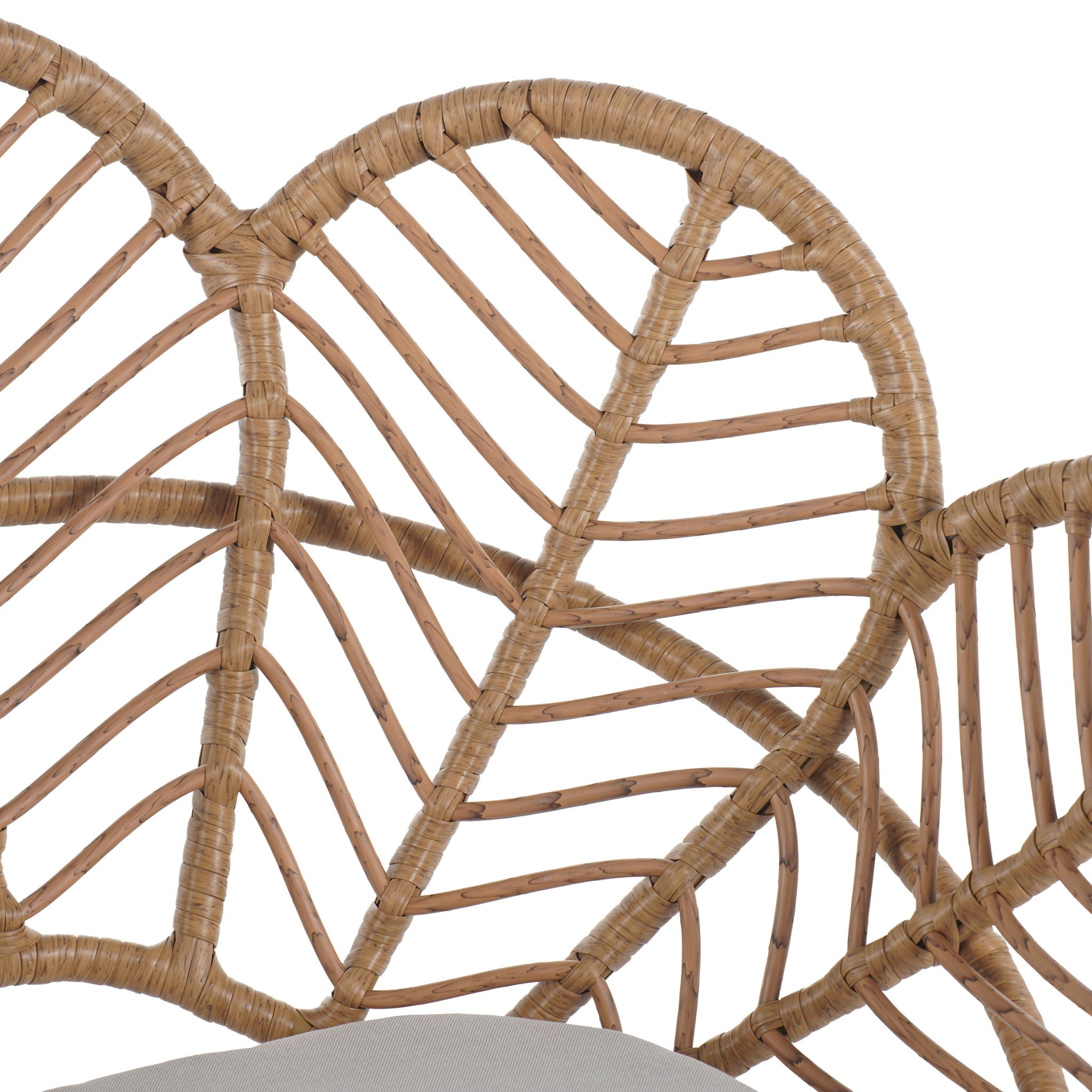 Kirk - Outdoor Patio 7 Pieces Chat Set With Wicker Chairs Cushions & Table - Beige / Light Brown / Teak