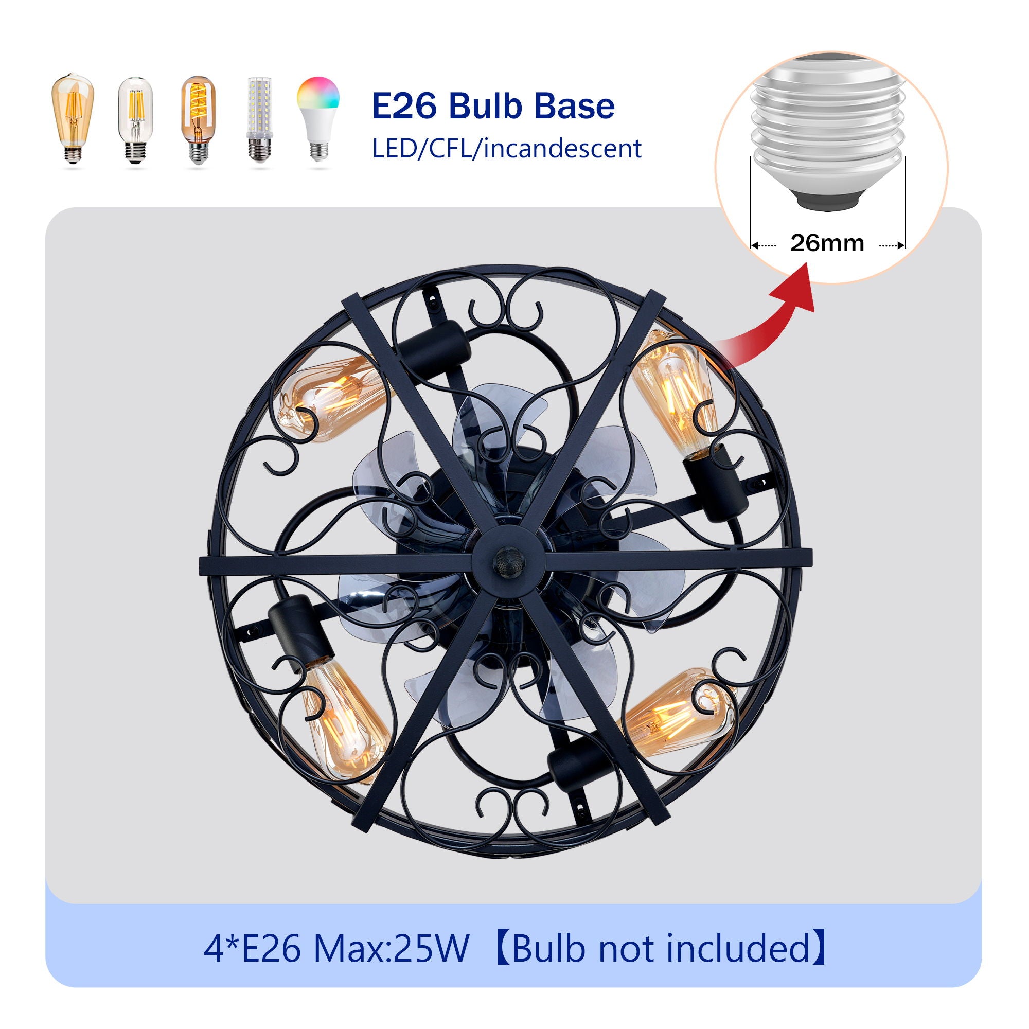 Mounting Type Ceiling Fan, Reversible Motor, DC Remote Control, 6 Speed Ceiling Fan - Matte Black