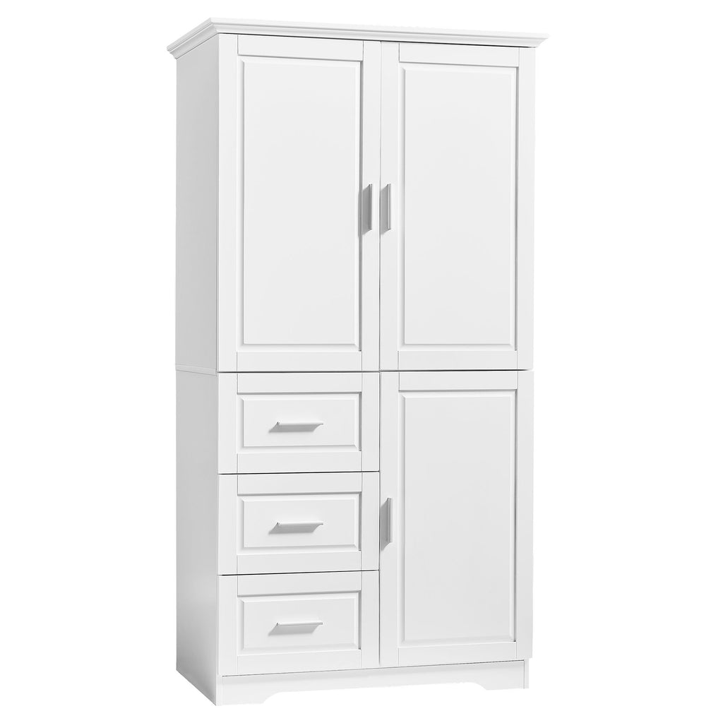Tall Wide Storage Cabinet With Doors, 3 Drawers