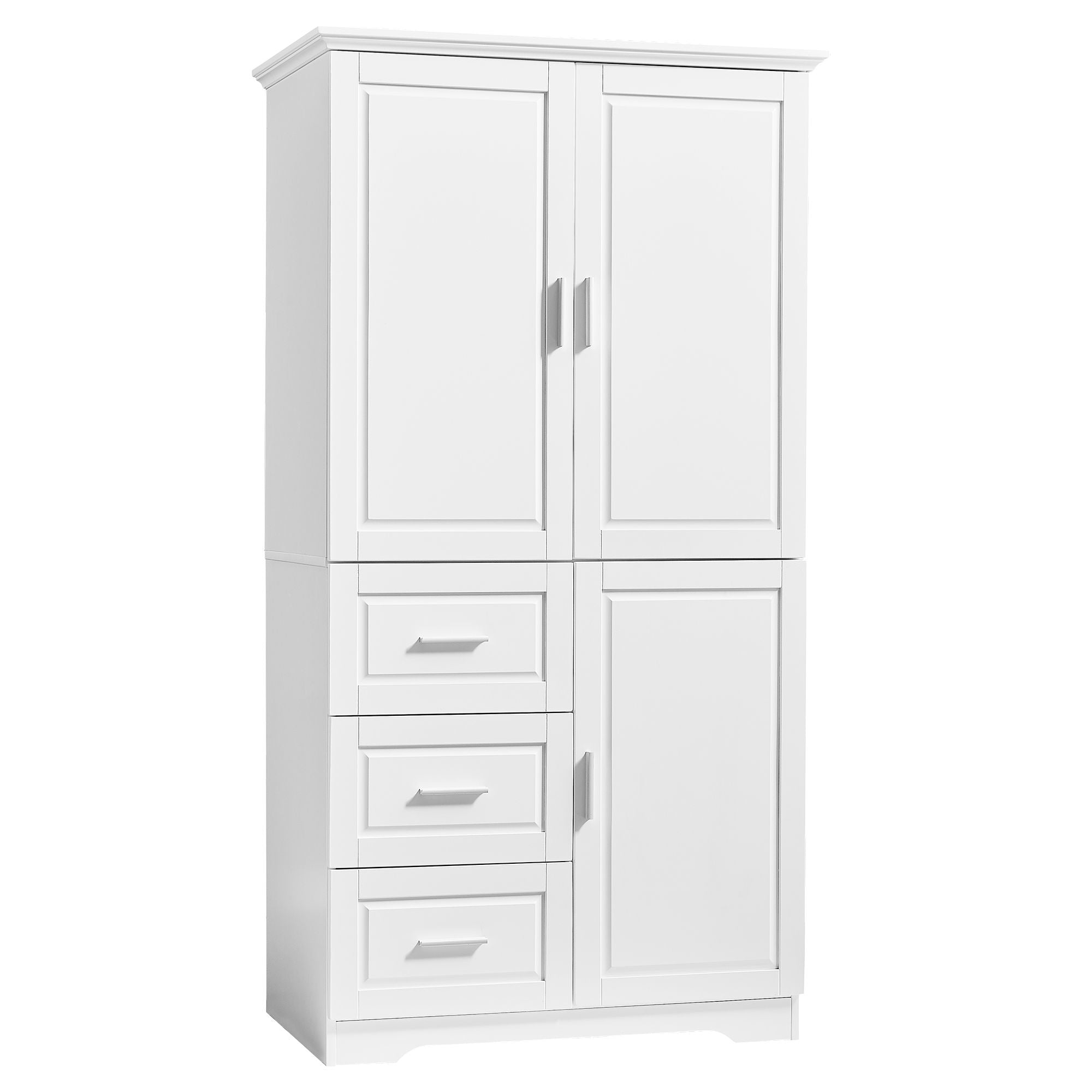 Tall Wide Storage Cabinet With Doors, 3 Drawers