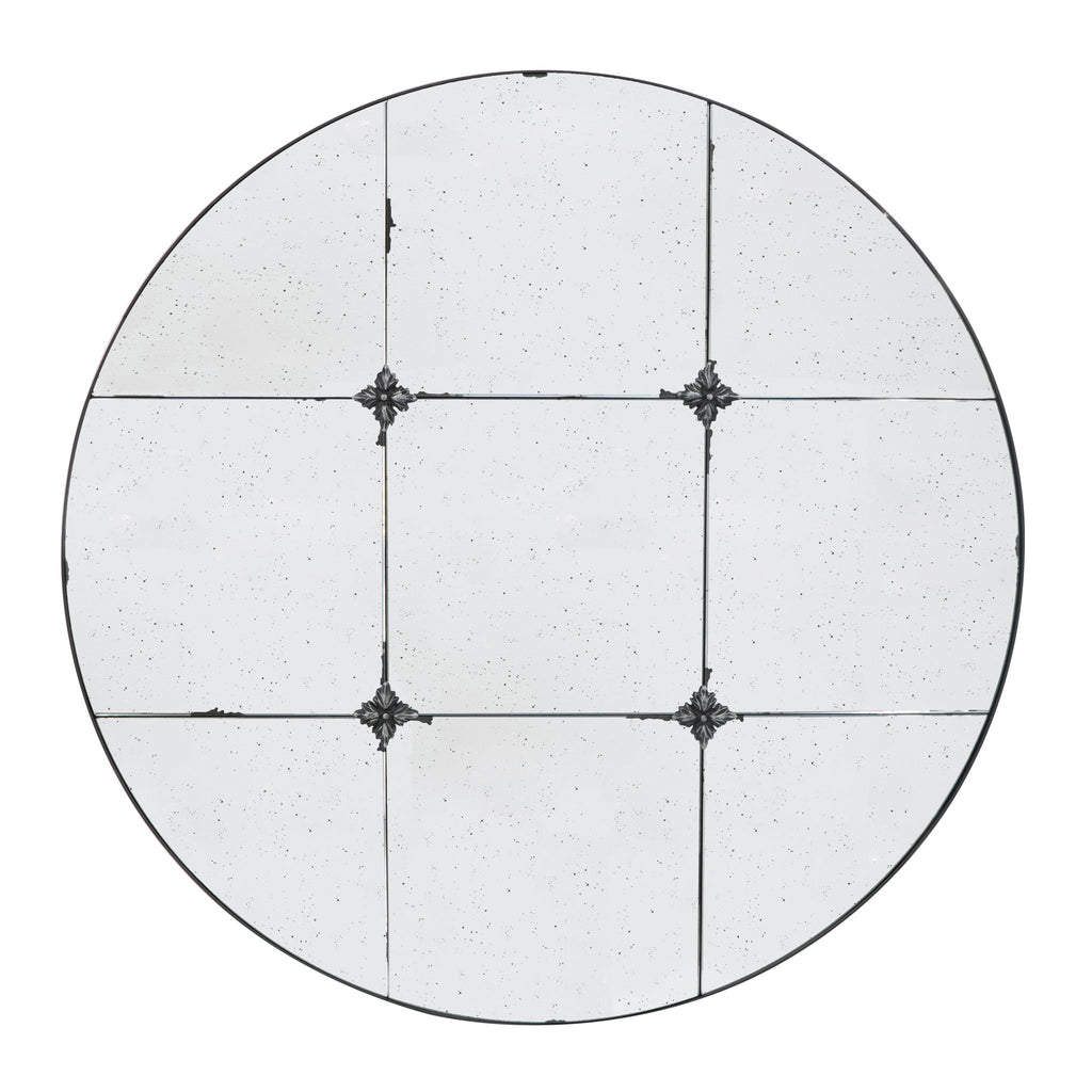 Traditional Decor Style Round Antique Glass Wall Mirror, Wall Decor For For Bathroom Entryway Console Lean Against Wall - Black