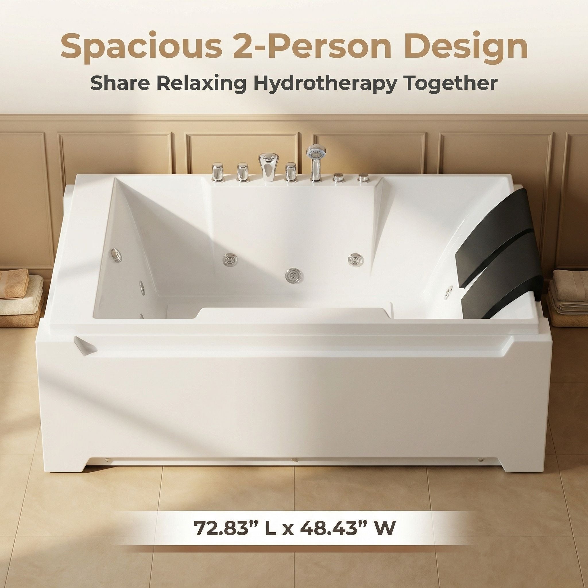 Xavier - Massage Double Bathtub - Milk White