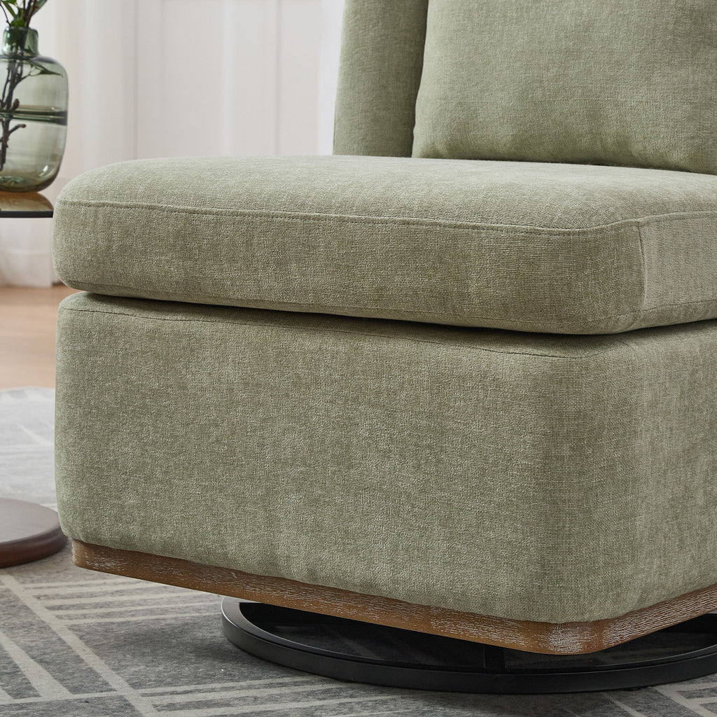 Wide Modern Cushioned Armless Metal Base 360° Swivel Chair With Pillow