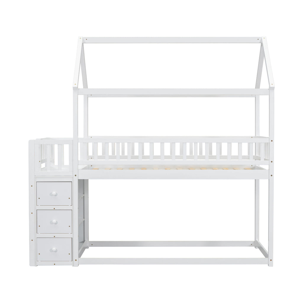 Bunk Bed With Shelves And Drawers, Storage Focused Design