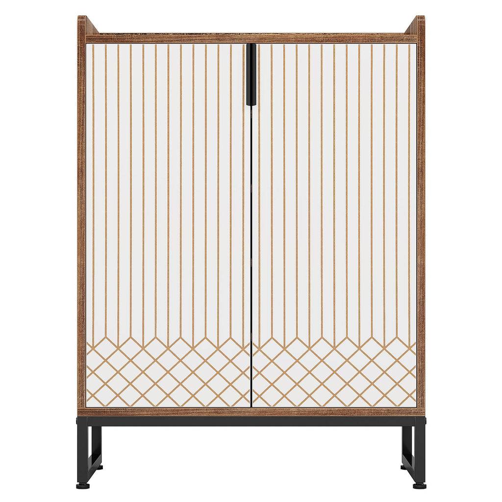 5 Tier Shoe Cabinet With Doors, Compact Entryway Storage Organizer