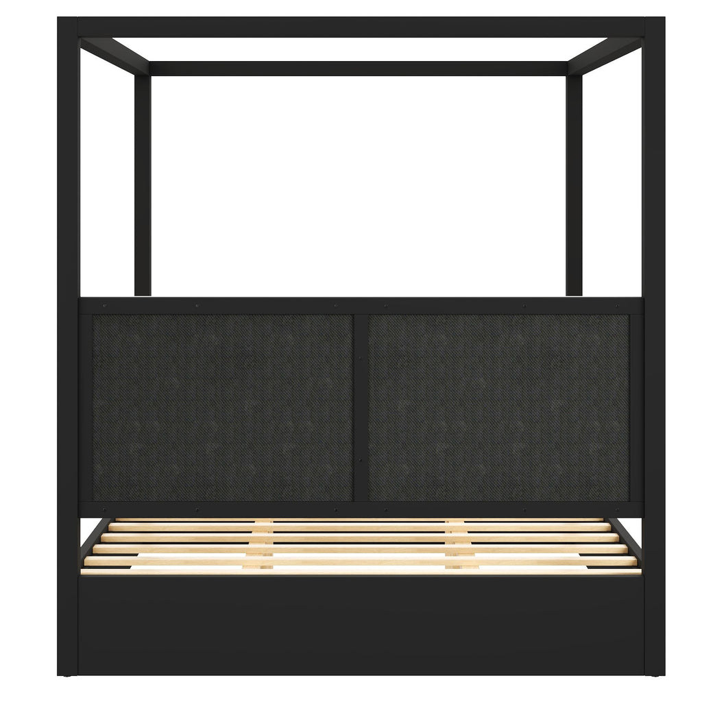 Canopy Platform Bed With Upholstered Headboard