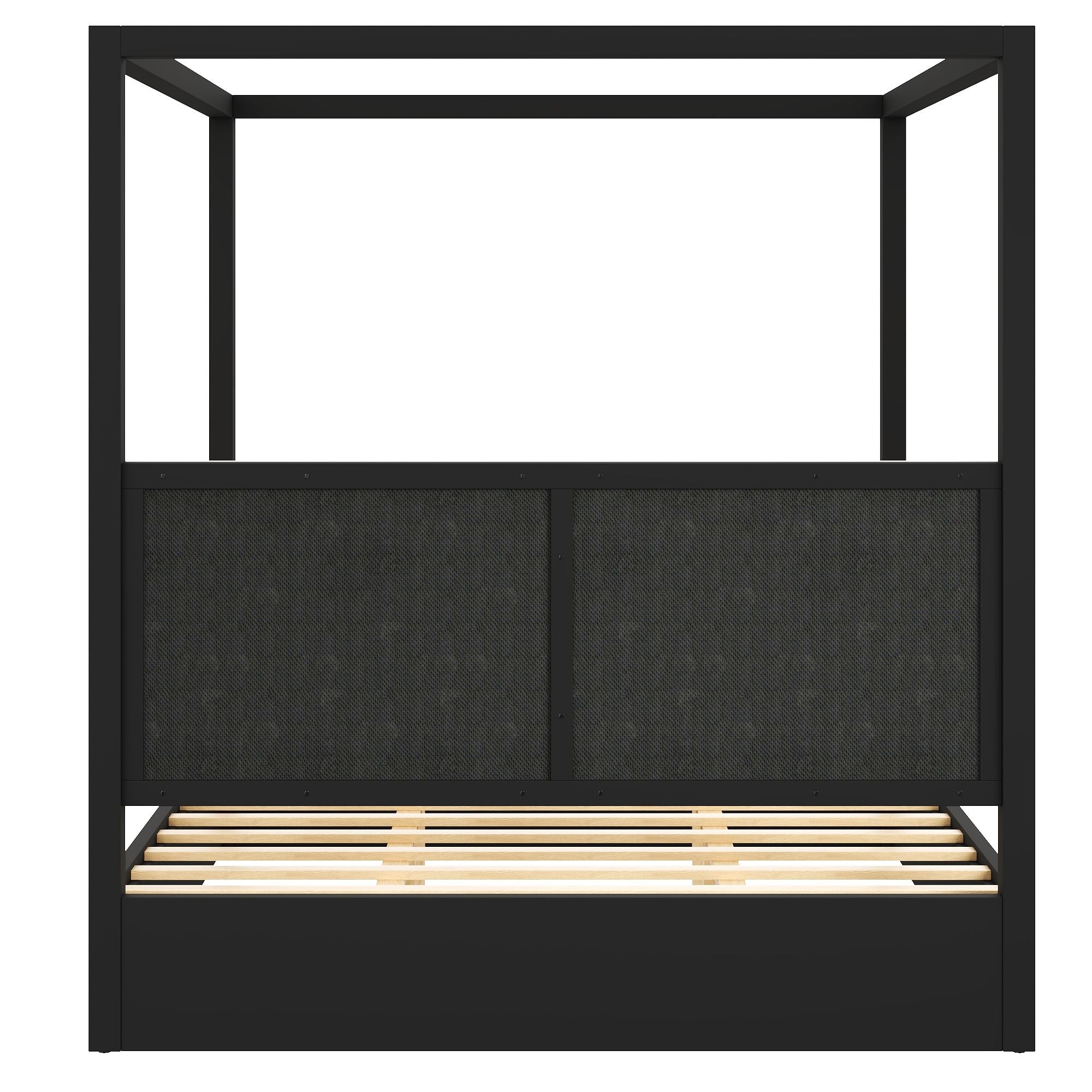 Canopy Platform Bed With Upholstered Headboard