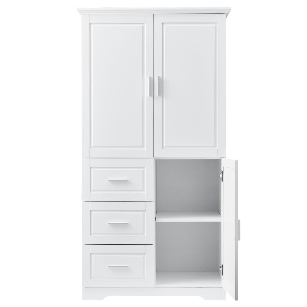Tall Wide Storage Cabinet With Doors, 3 Drawers