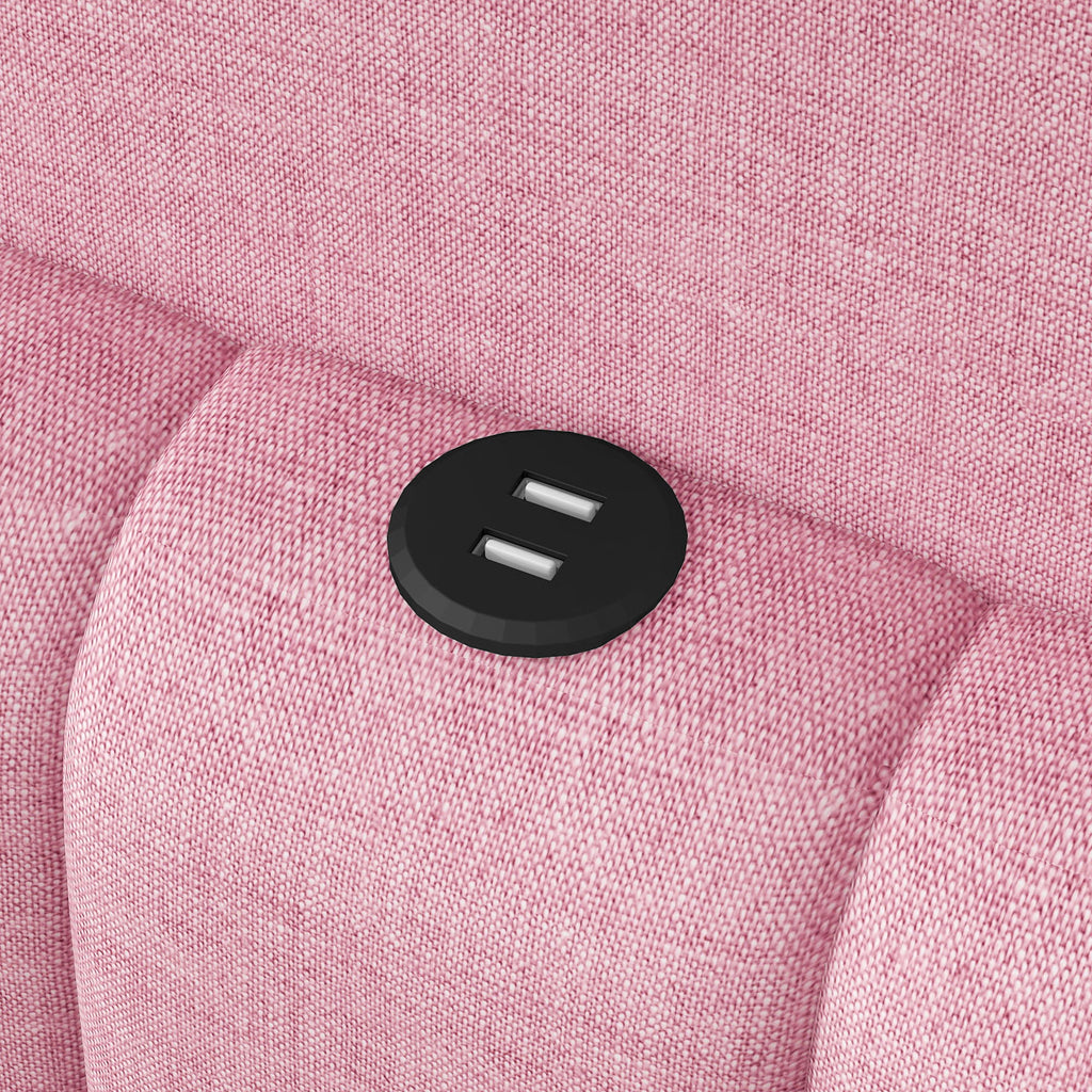 Upholstered Platform Bed With LED Belt And USB Ports