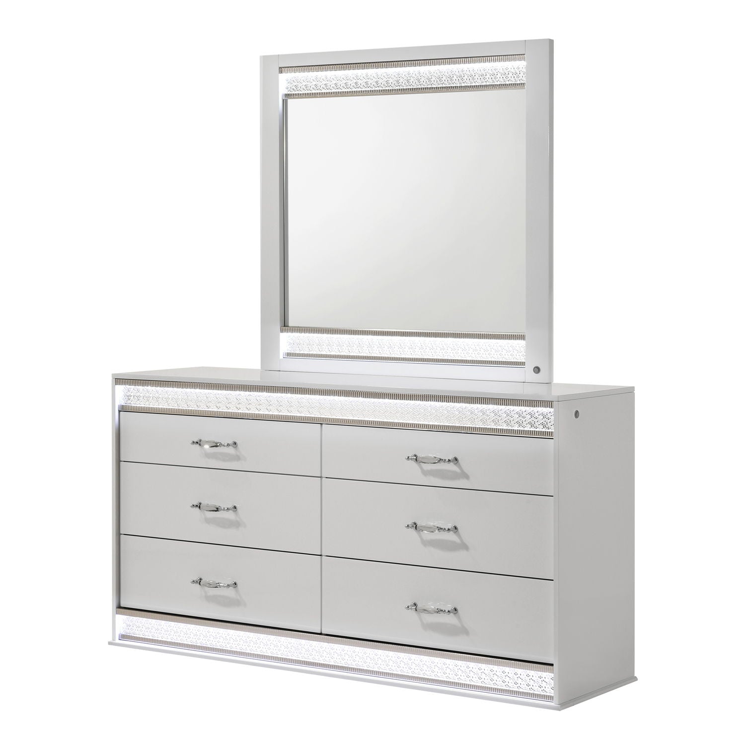 Glam - Mirror With LED Lighting (Includes Mirror Only) - White