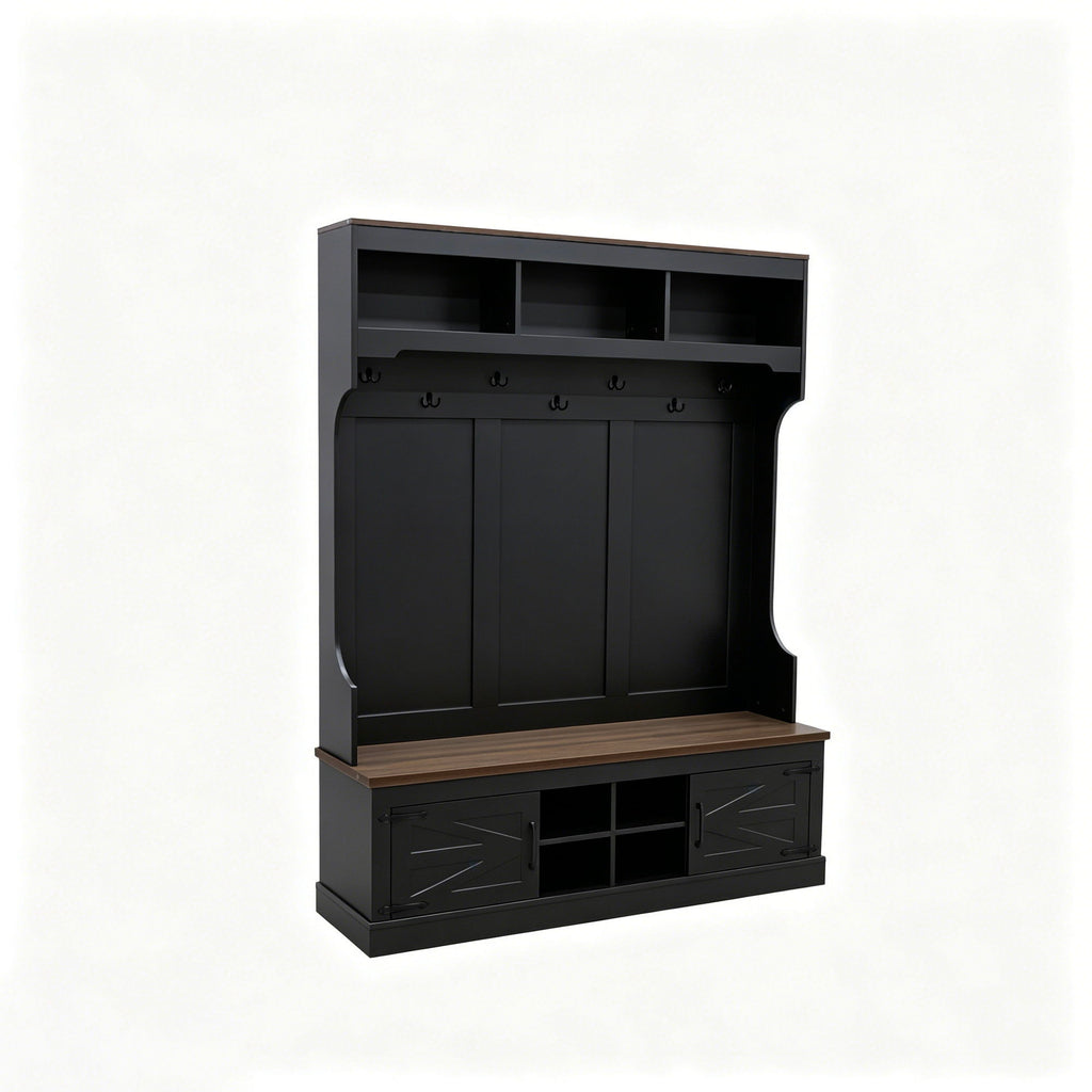 Farmhouse Hall Tree With Bench And Shoe Storage