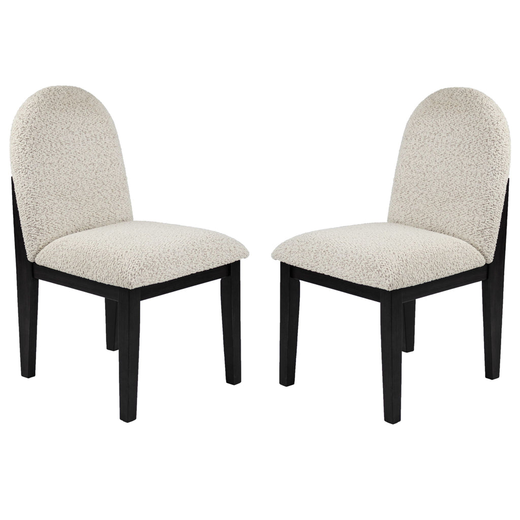 5 Piece Round Dining Set With With Chairs - Black / White
