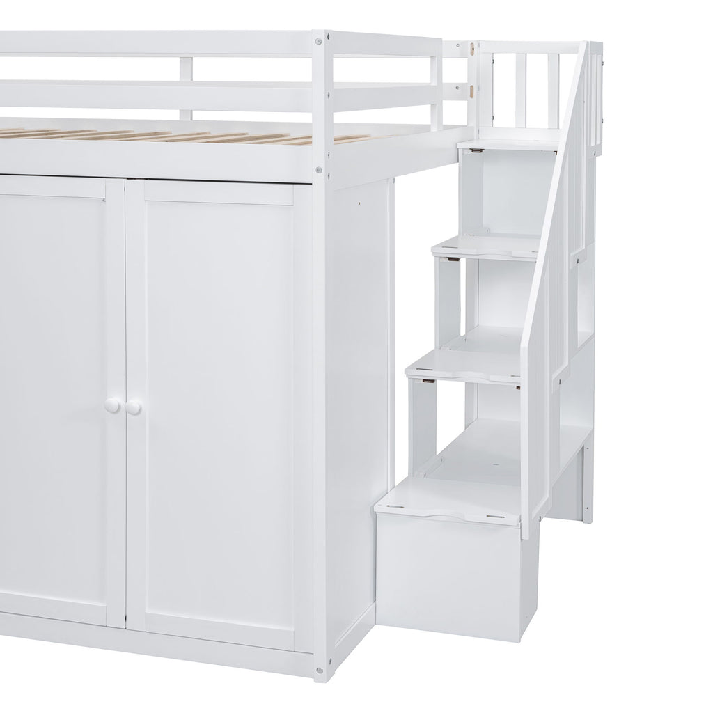 Loft Bed With Built In Wardrobes, Cabinets And Drawers