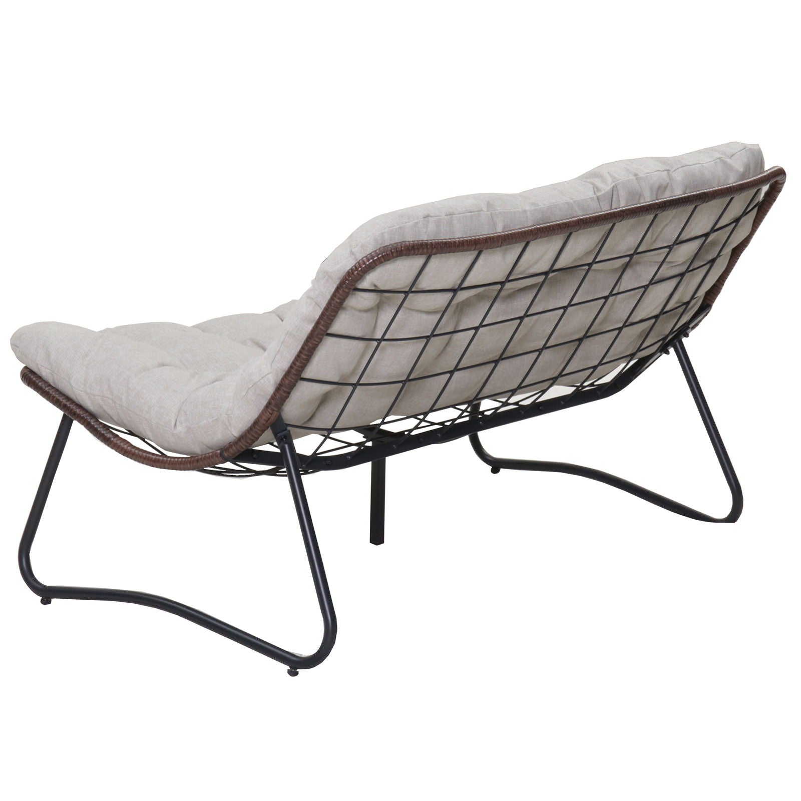Patio Loveseat Sofa With Extra Thick Tufted Cushion - Brown