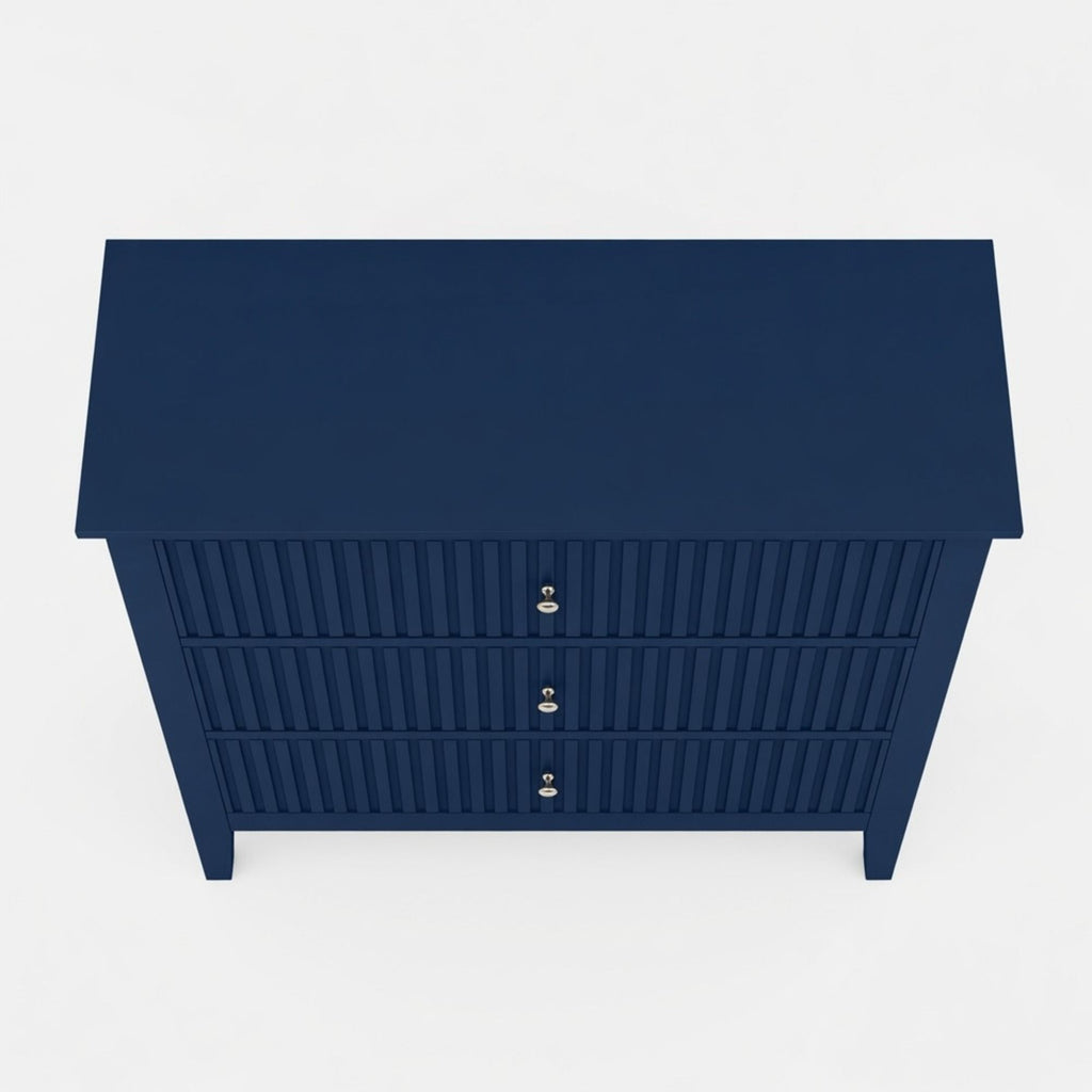 Fluted 3 Drawer Nightstand With Soft Close Slides