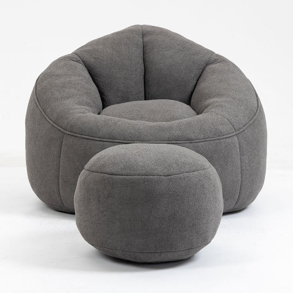 Bedding Bean Bag Sofa Chair High Pressure Foam With Footrest