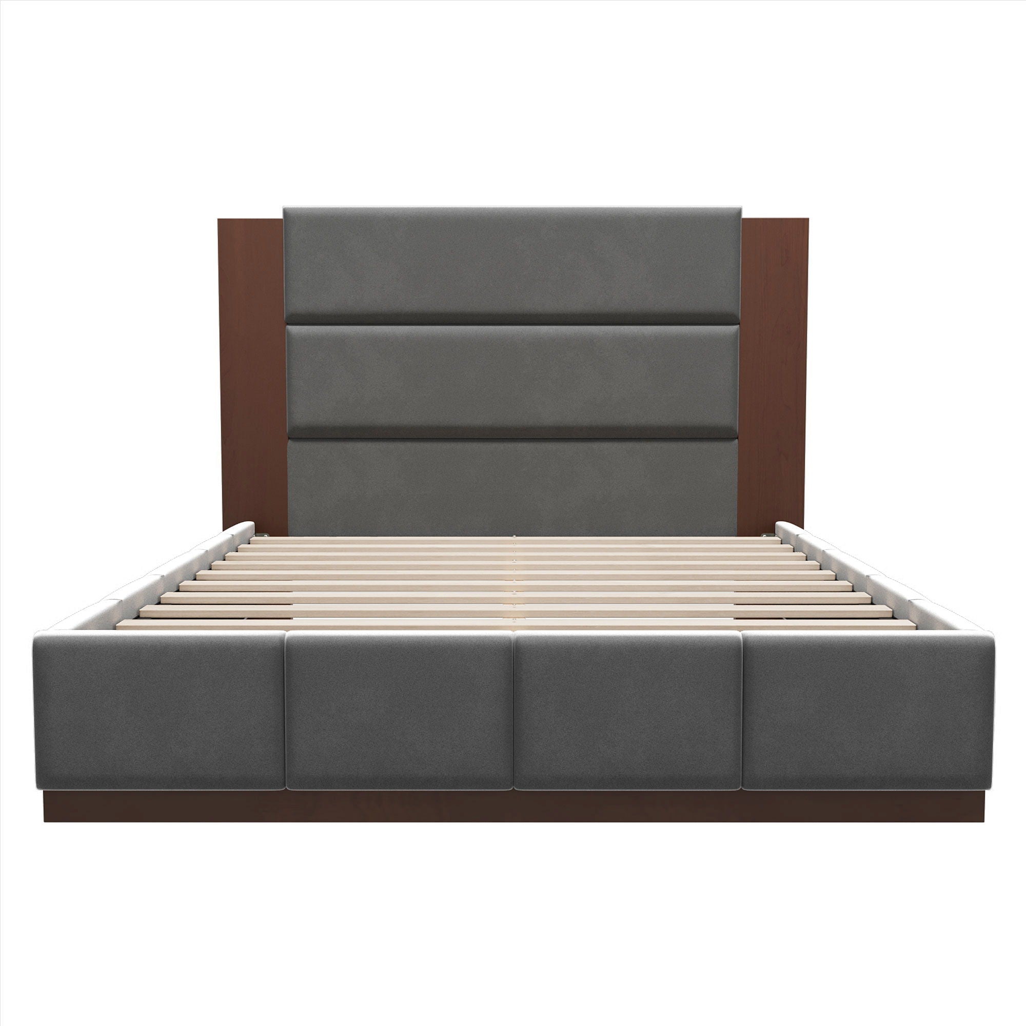 Modern Upholstered Platform Bed With Extended Headboard
