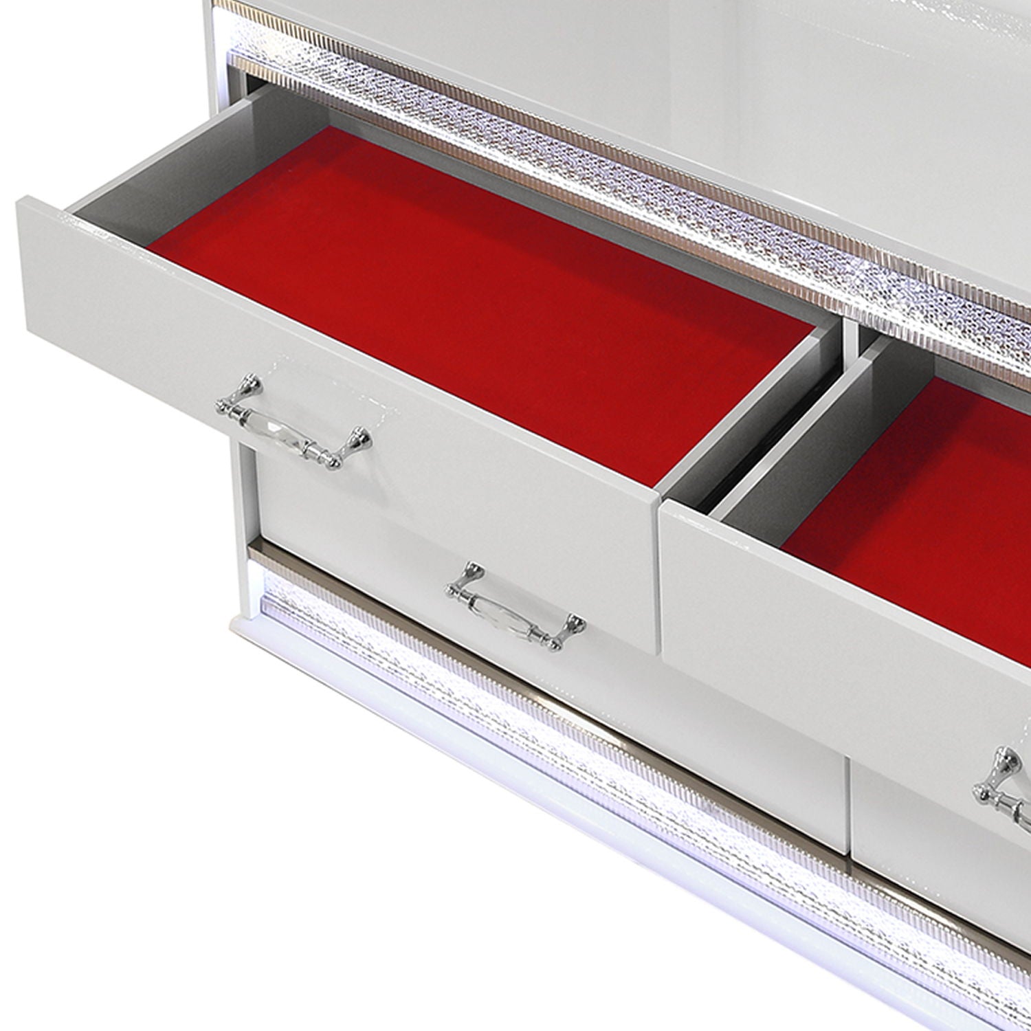 Glam - 6 Drawer Dresser With LED Lighting (Includes Dresser Only) - White