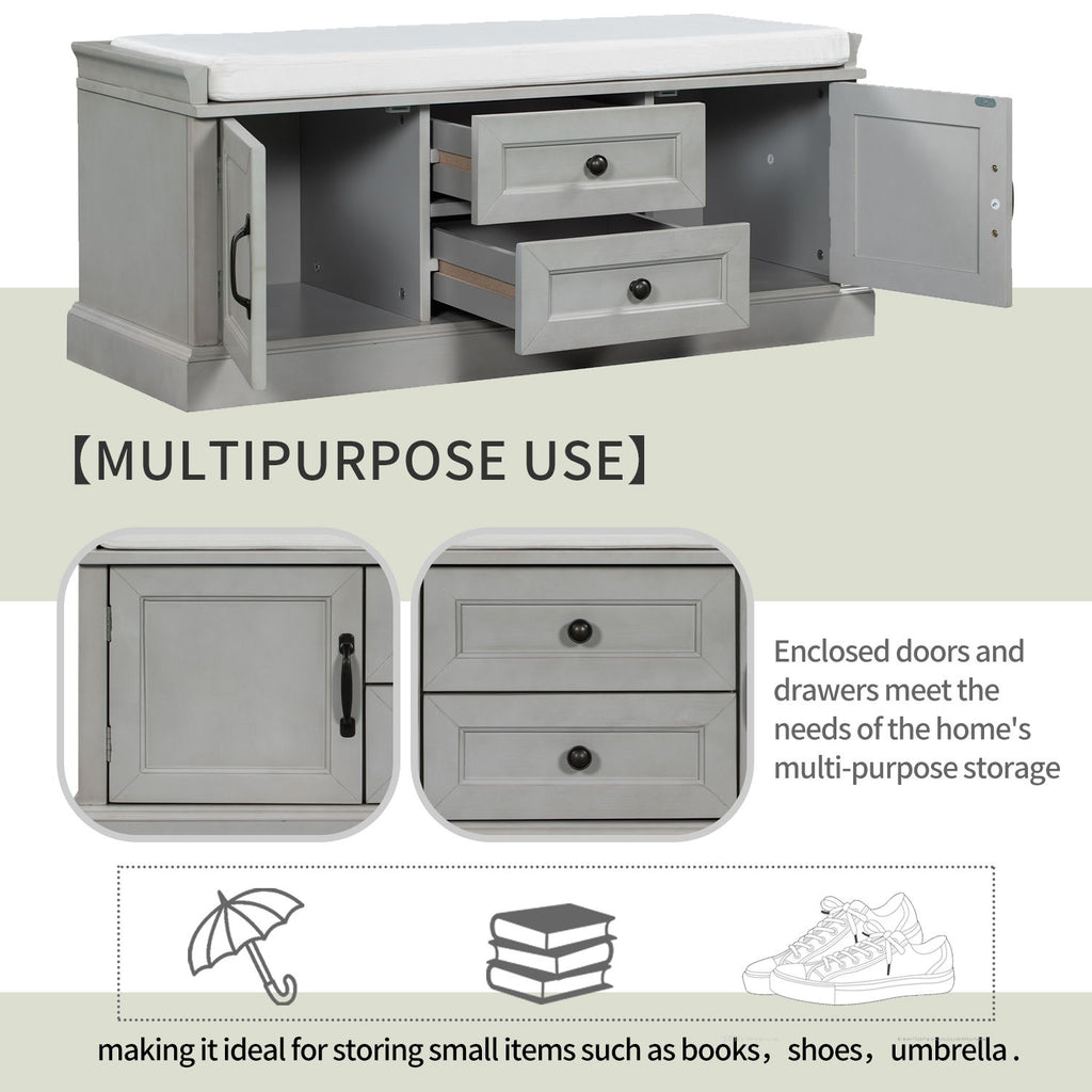 Hearth & Haven Daisy - Storage Bench With 2 Drawers And 2 Cabinets