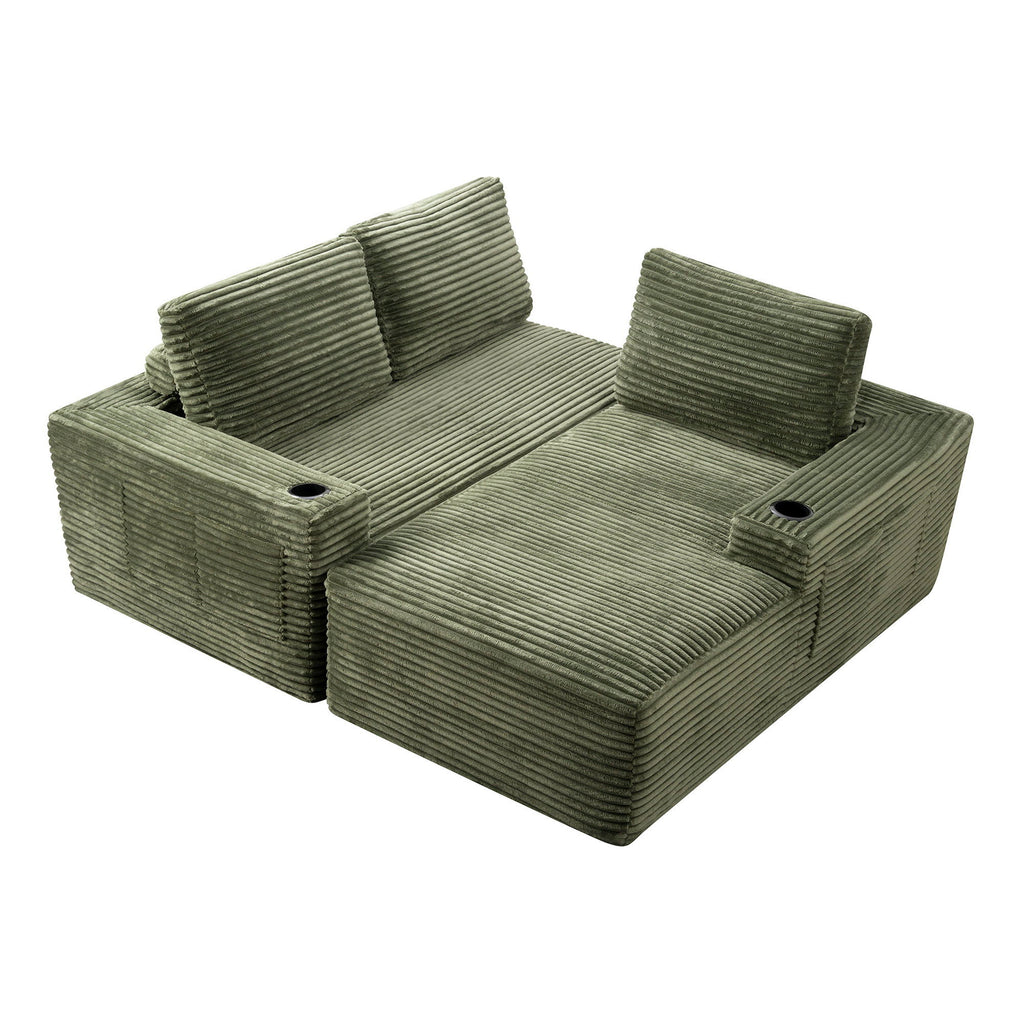 Cloud Sectional Couch, Modular Sectional Sofa With Deep Seat, Boneless Couches With L-Shape Chaise For Living Room - Green