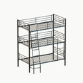 Twin Size Metal Triple Bunk Bed For Bedroom And Dormitory, Convertible Into 3 Separate Beds - Black