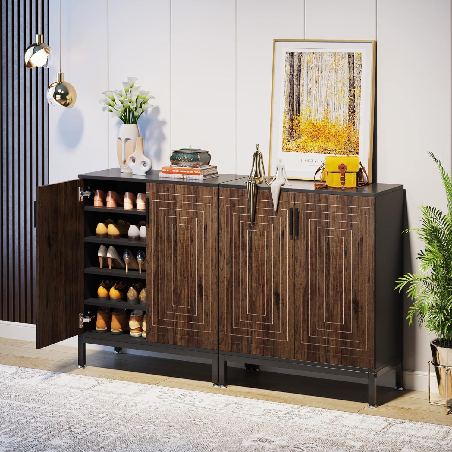 Shoe Cabinet With Doors, 5 Tiers Shoe Storage Organizer
