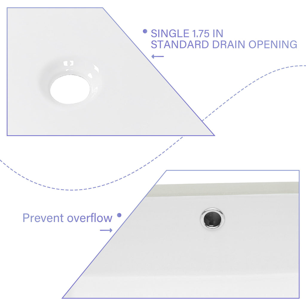 Modern Ceramic Rectangular Undermount Bathroom Sink With Overflow