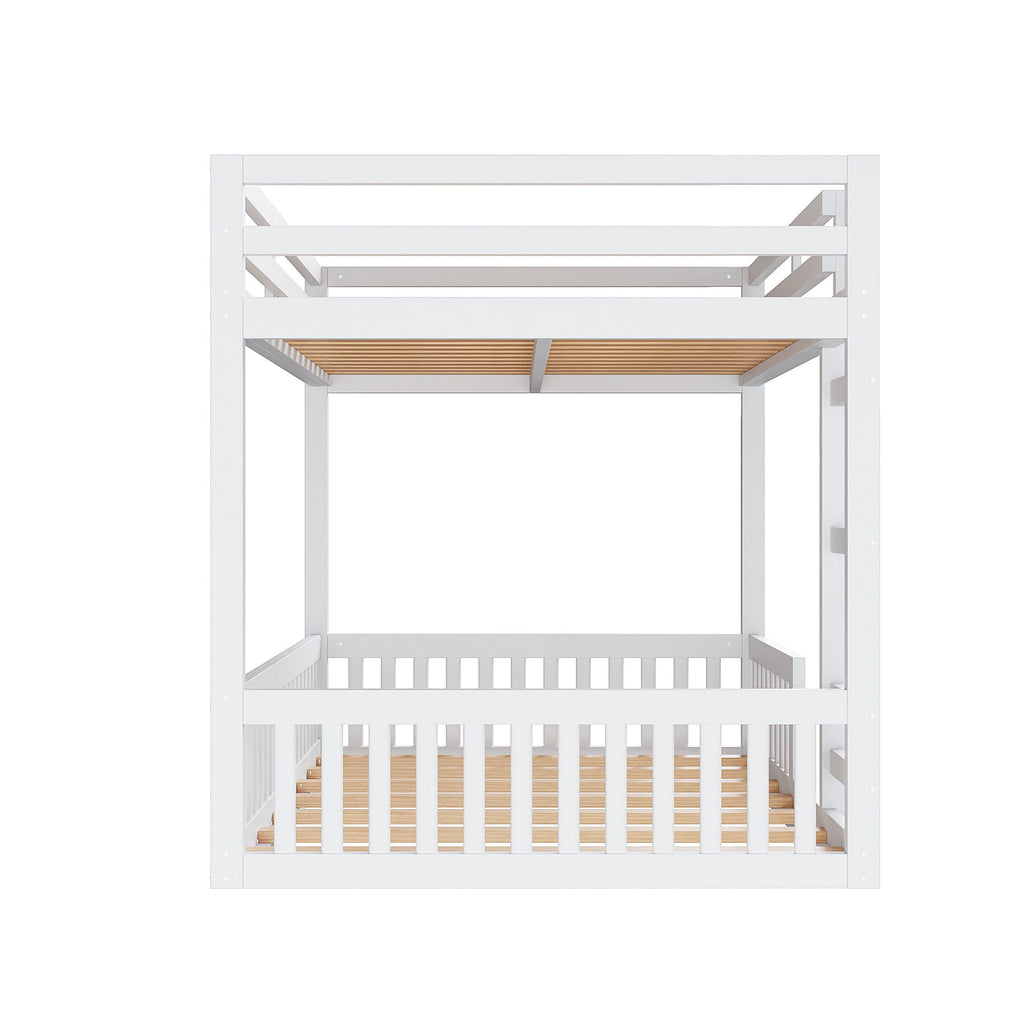 Stylish Bunk Bed With Ladder And Guardrails