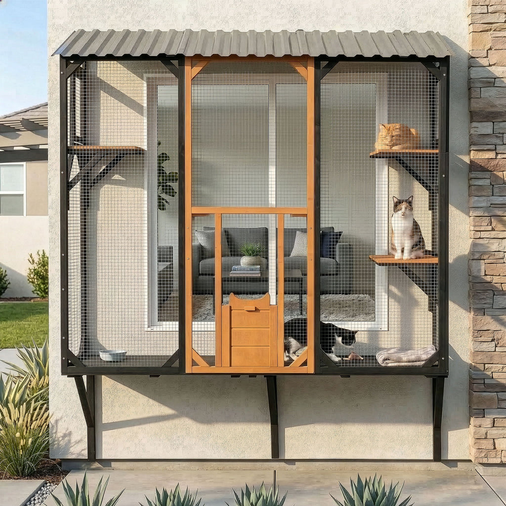 Outdoor Cat Catio With Platforms