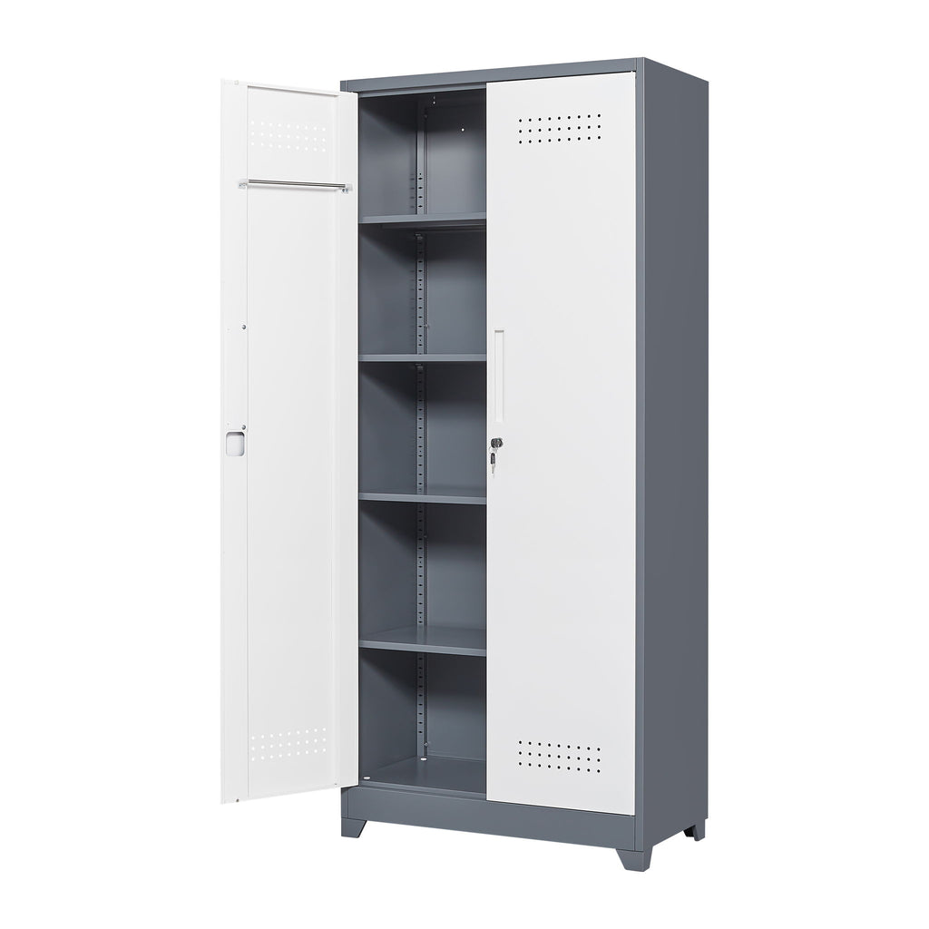 Lockers With Locking Doors, Adjustable Shelves, High Broom Tool Storage Cabinet