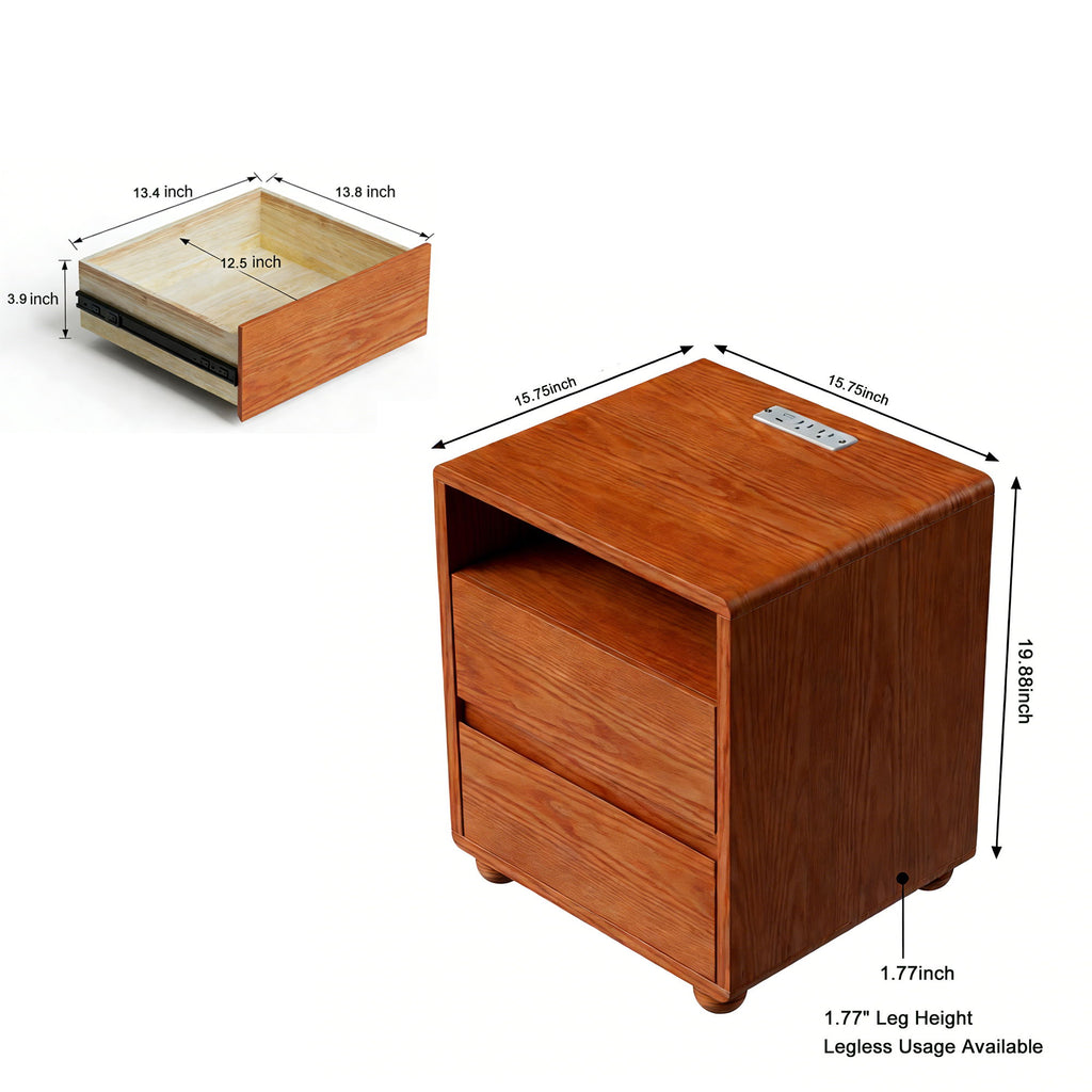 Nightstand With 2 Drawers And Shelves