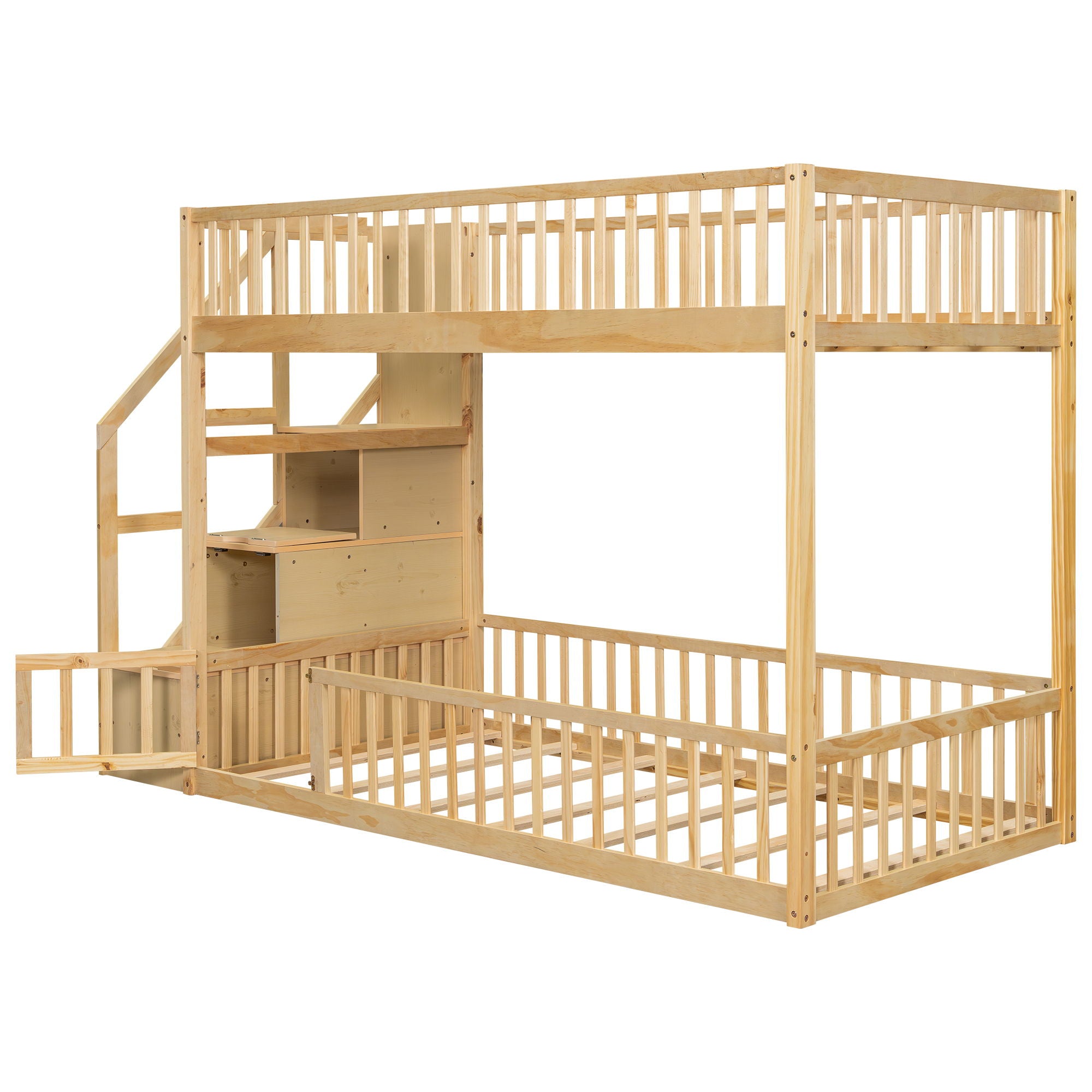 Floor Bunk Bed With Ladder And Storage