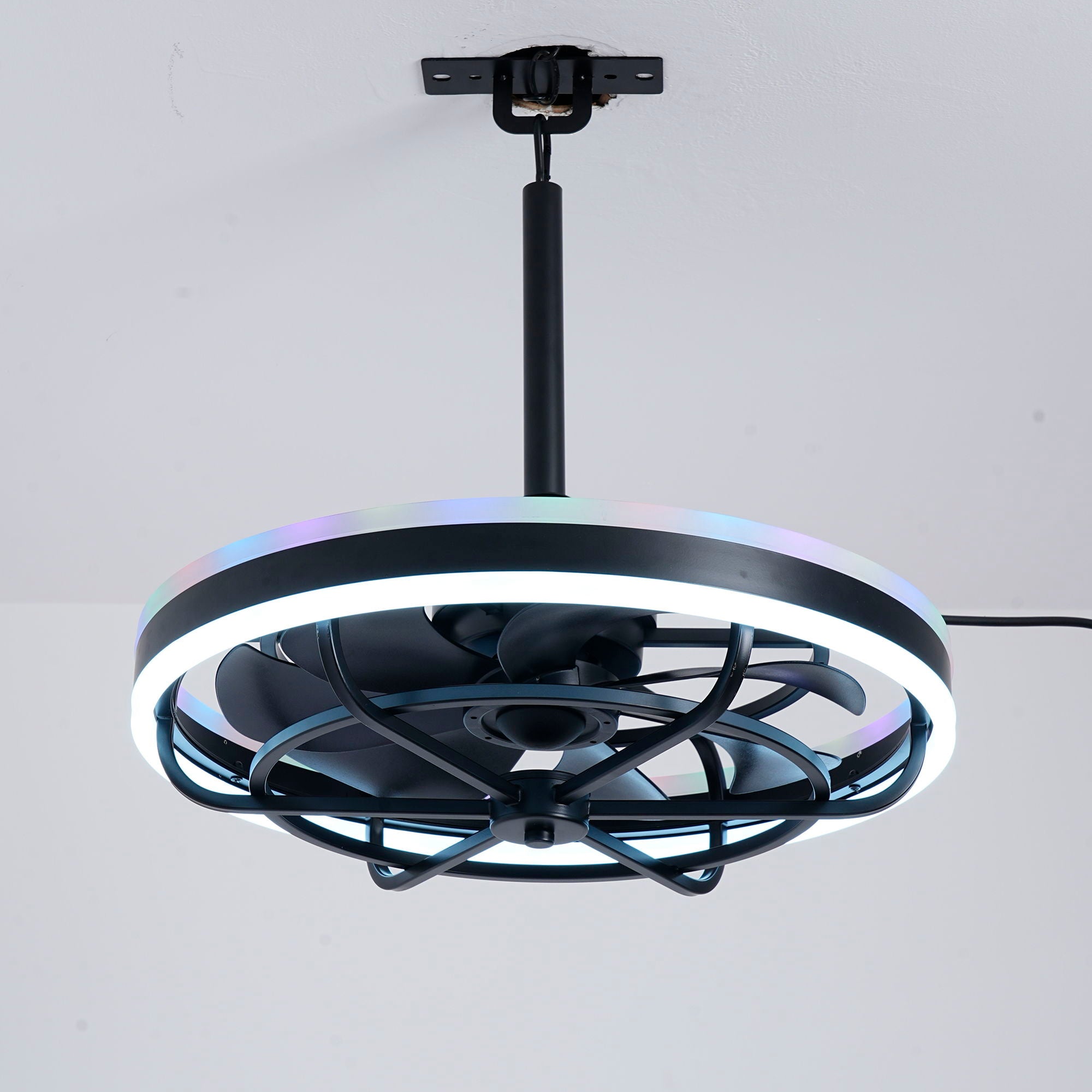 Ceiling Fan Light LED Light Source And Remote Control, 3000 - 6500K Dimmable LED Fan Light, 6 Speeds, For Living Room - Matte Black