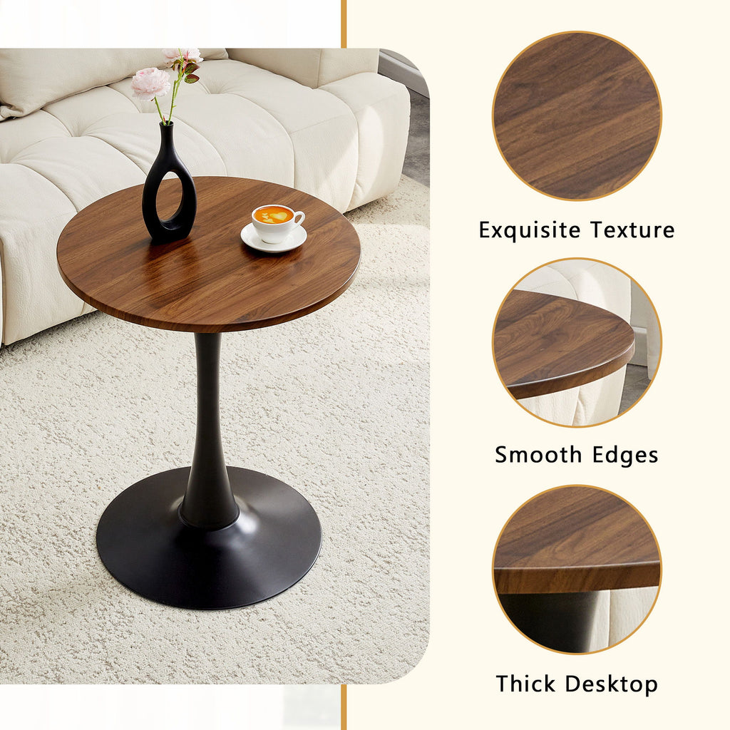 Round Dining Table With Thickened Engineered Wood Top And Metal Pedestal, 23.6" Diameter For Kitchen, Living Room, Or Small Spaces
