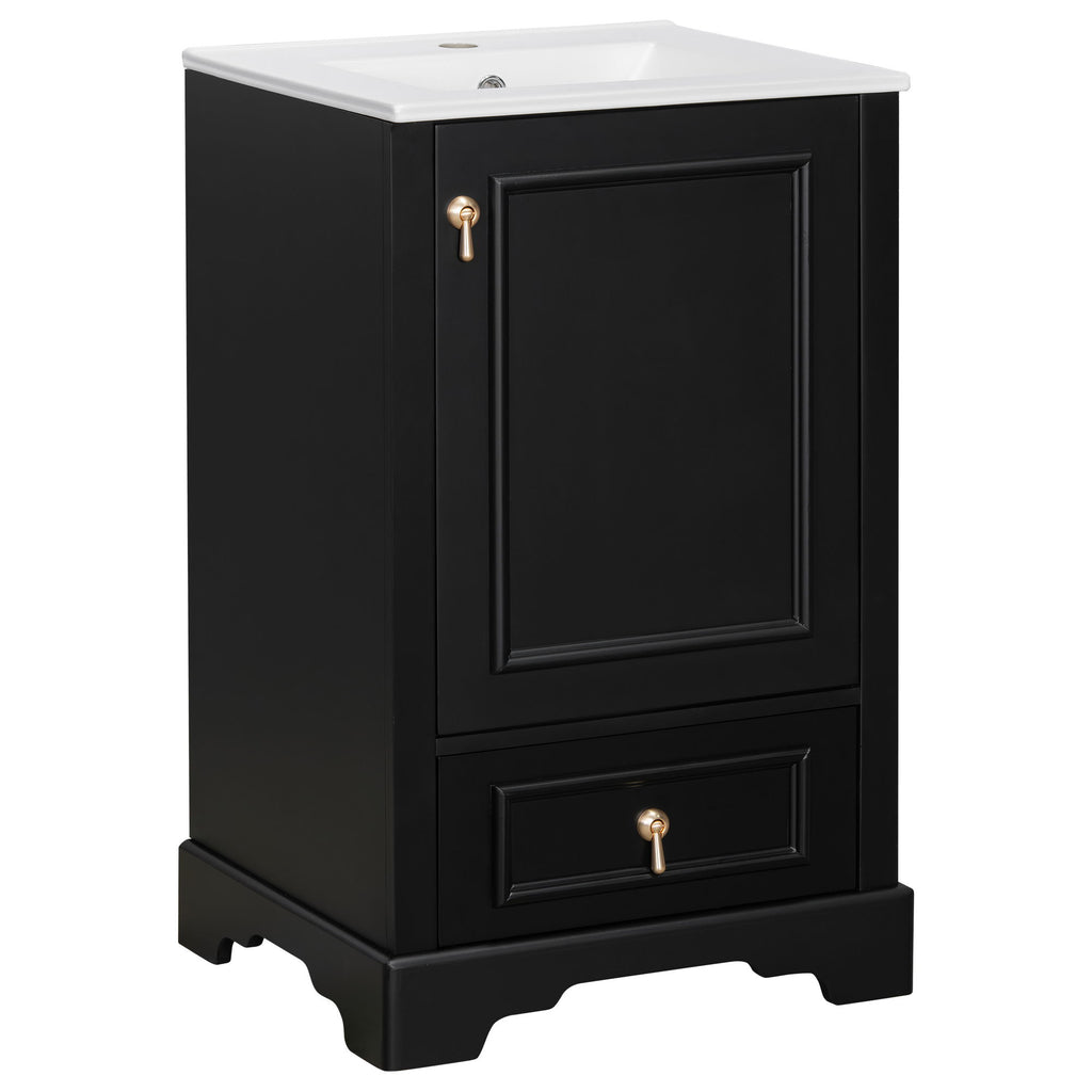 Bathroom Vanity With Sink, Soft Close Door, Adjustable U-Shaped Shelf
