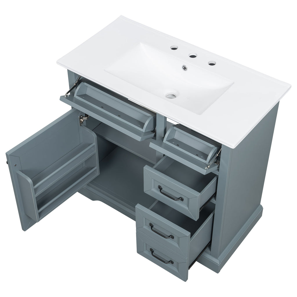 36" Bathroom Vanity With Sink, 2 Tip-Out Drawers, Soft Close Hinges