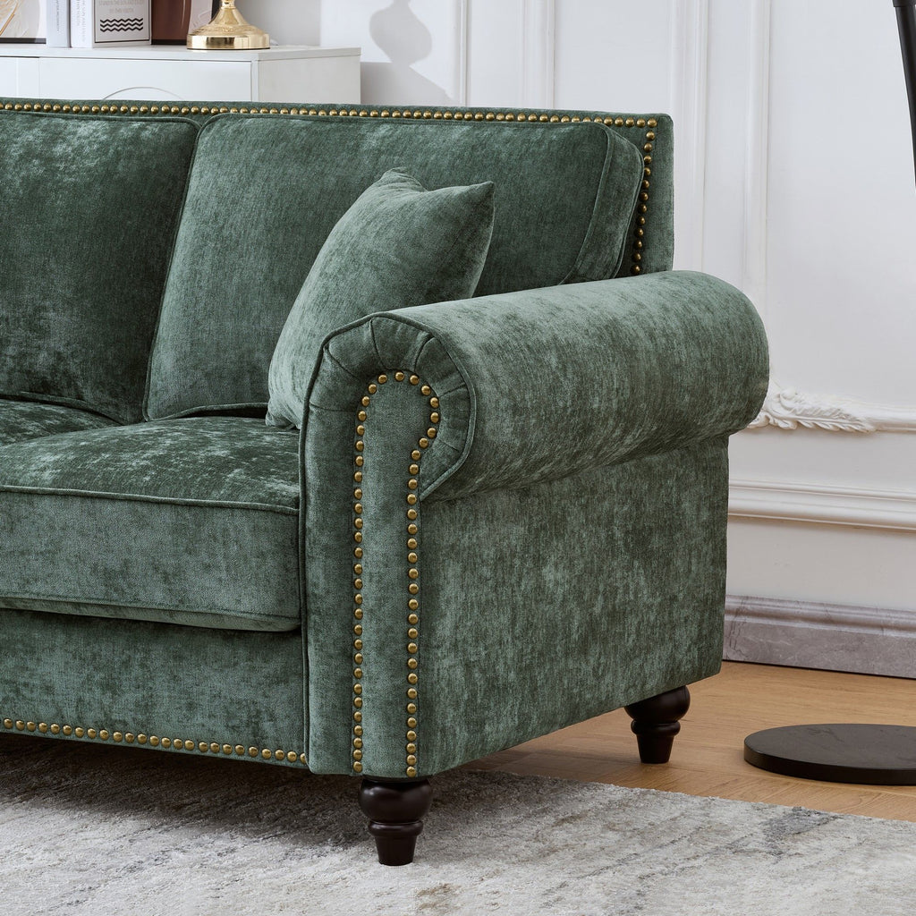 Modern 3 And 2 Seater Sofa With Rolled Arms, Tufted Upholstered Couch