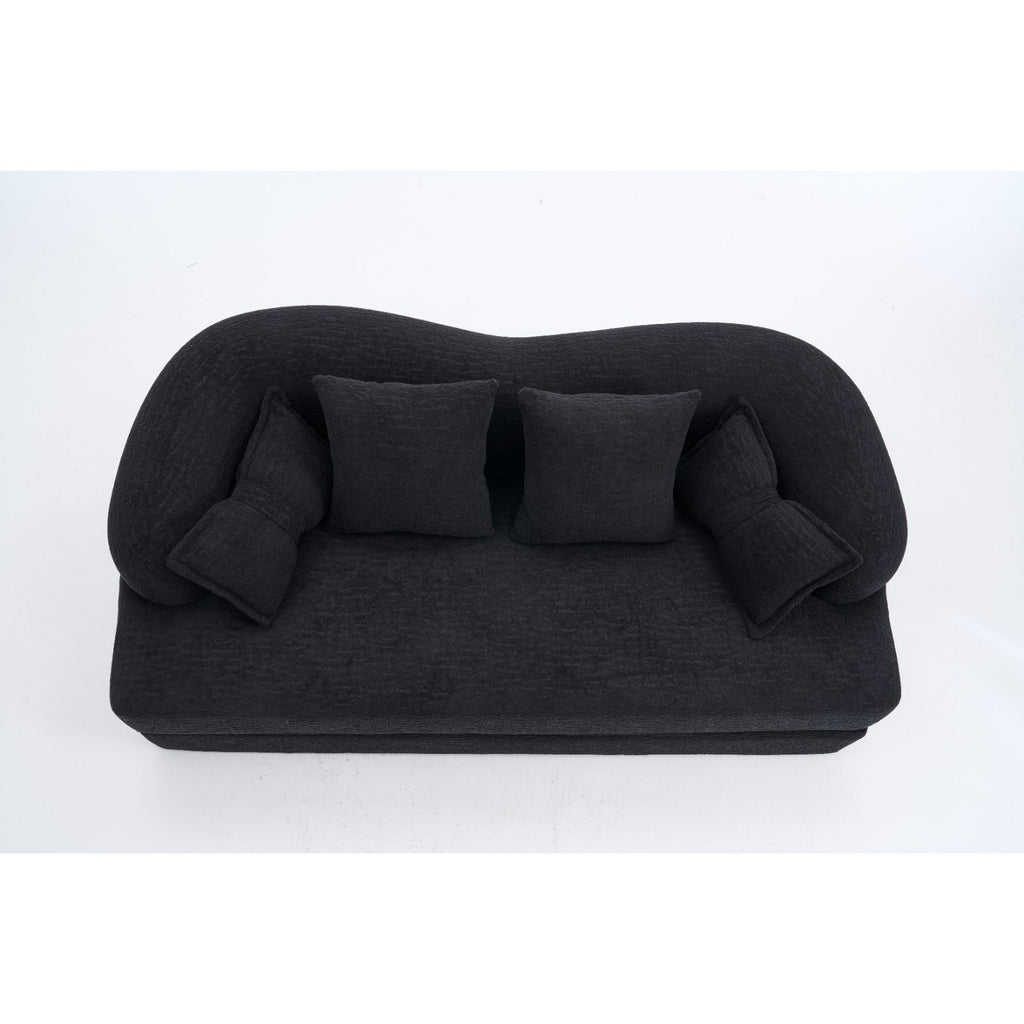 Foldable Sofa Bed, Boneless Couch Convertible Sleeper With 4 Pillows