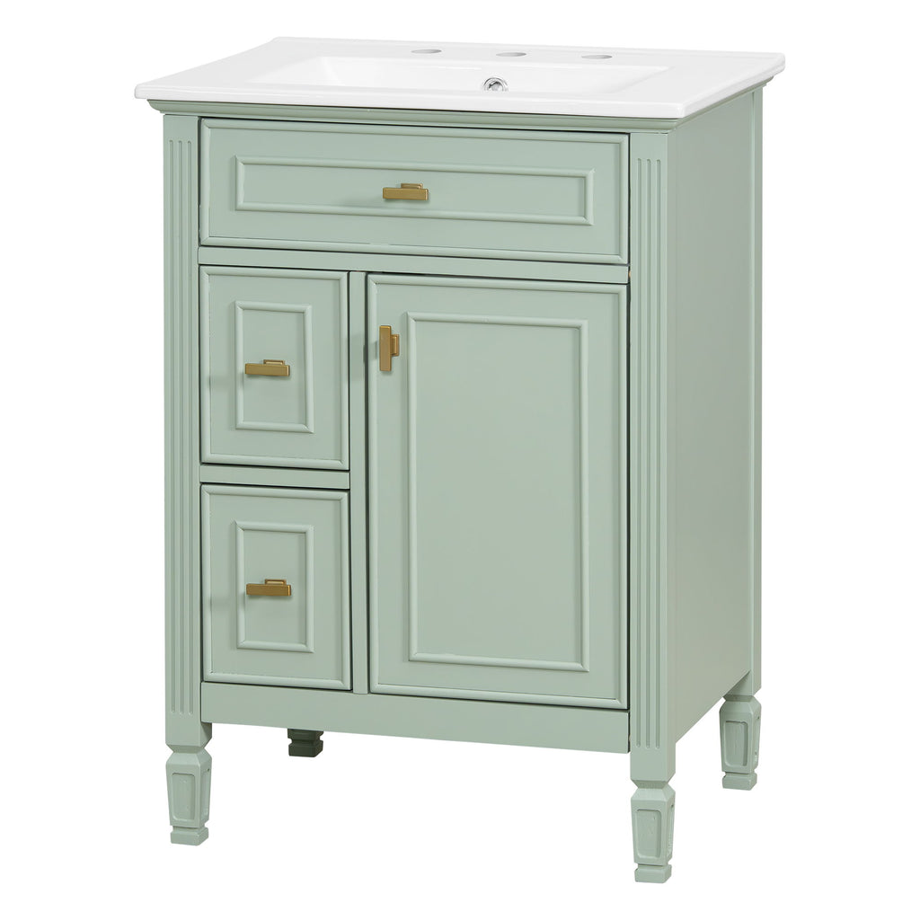Bathroom Vanity With Sink, Flip Drawer, 2 Drawers, Adjustable Shelf