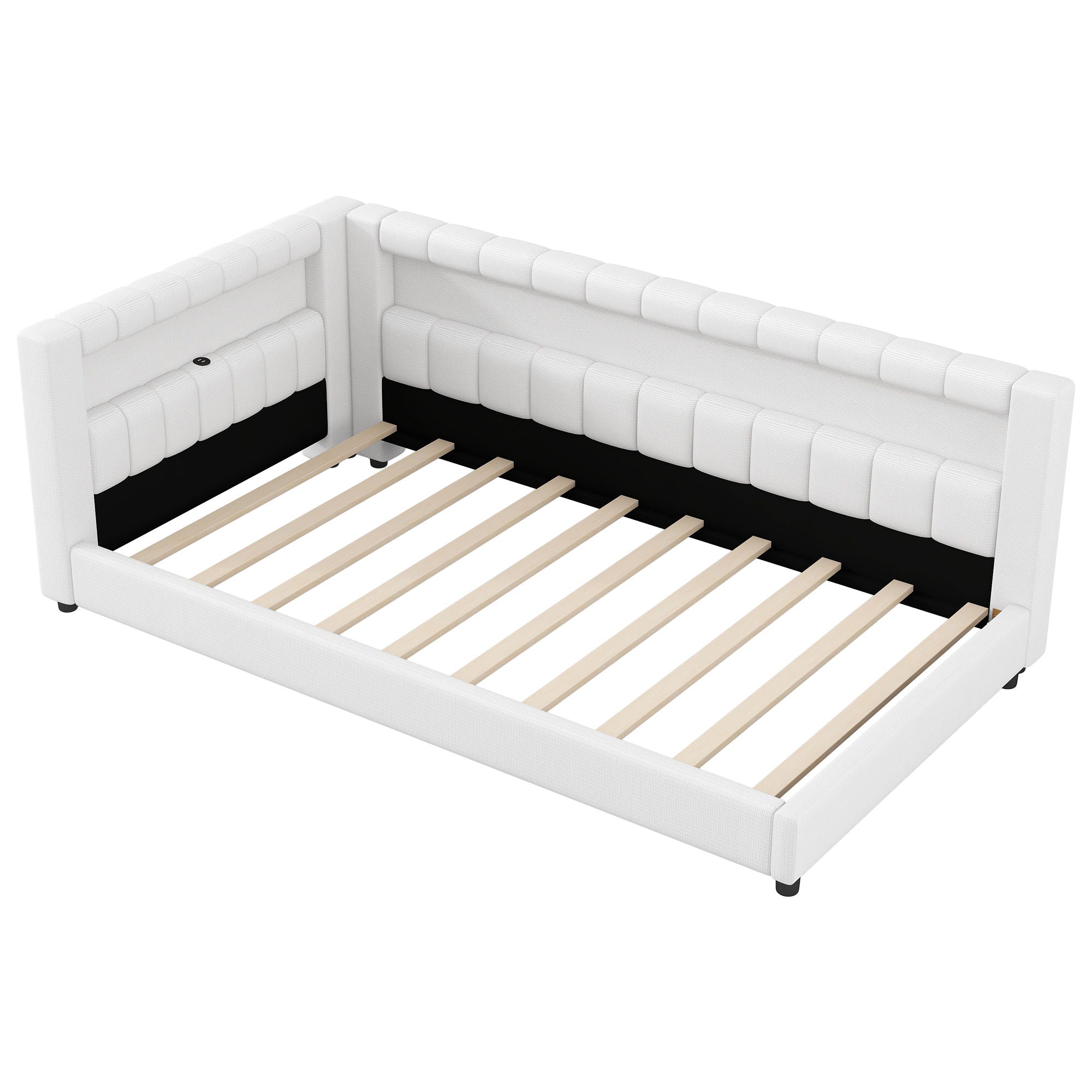 Upholstered Platform Bed With LED Belt And USB Ports