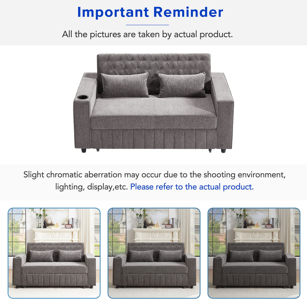 Pull-Out Sofa Bed Convertible Couch With Adjustable Backrest For Living Room