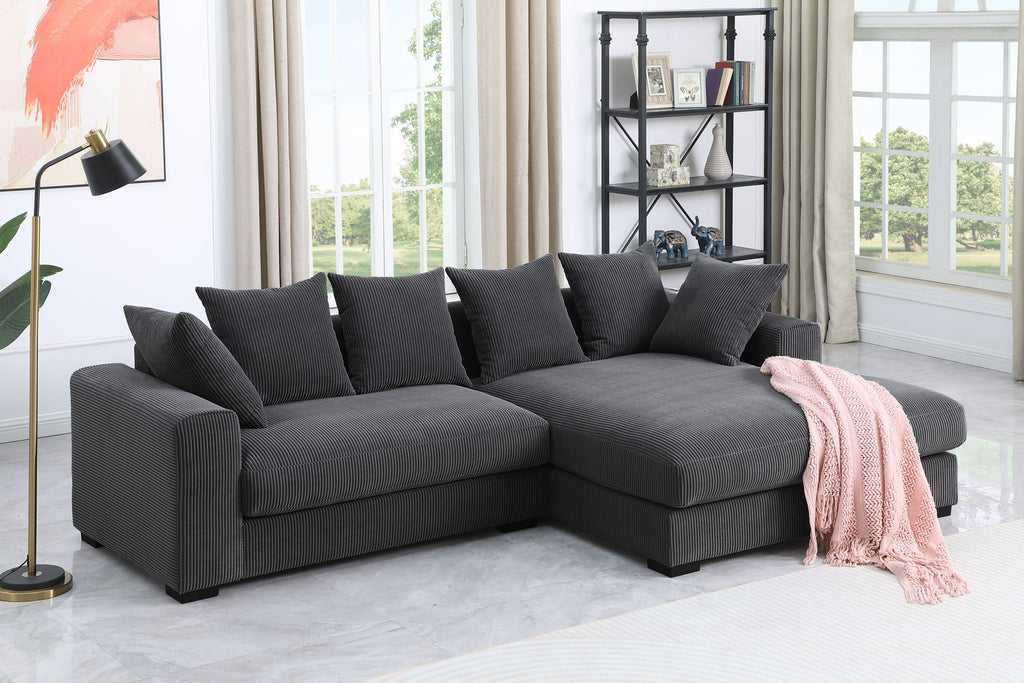 Naomi - 3 Piece Upholstered Sectional - Dark Gray