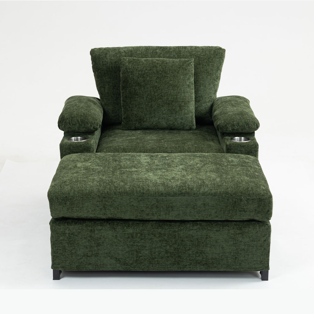 Fabric Sofa Bed With Cupholders And USB Charging Ports Chair For Living Room